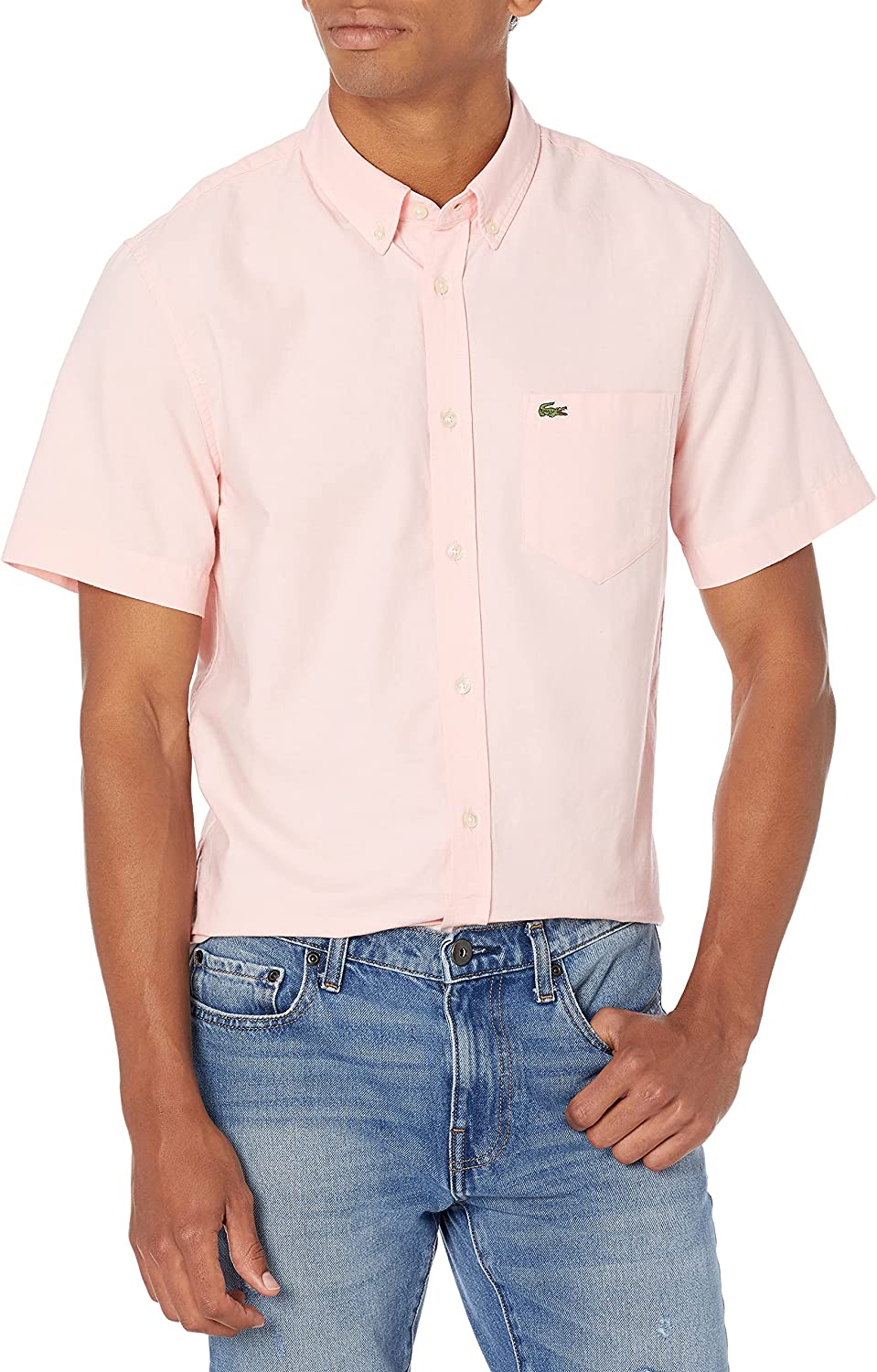Mens Short Sleeve Oxford Button Down Collar Regular Fit Woven Button Down Shirt
