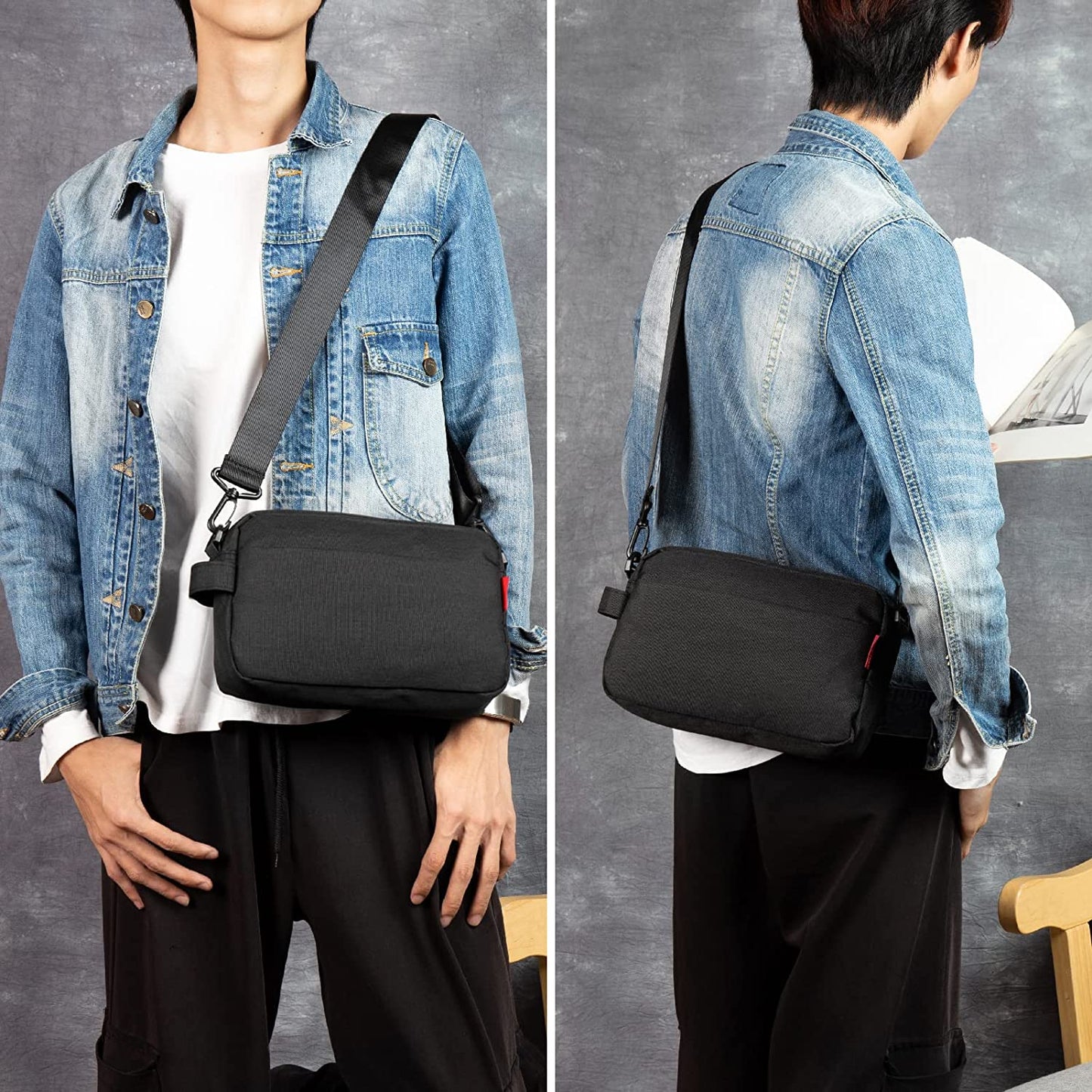 Messenger Bag Mini Messenger Bag, Small Messenger Bag for Men Women, Black Small Messenger Bag Crossbody Messenger Bag