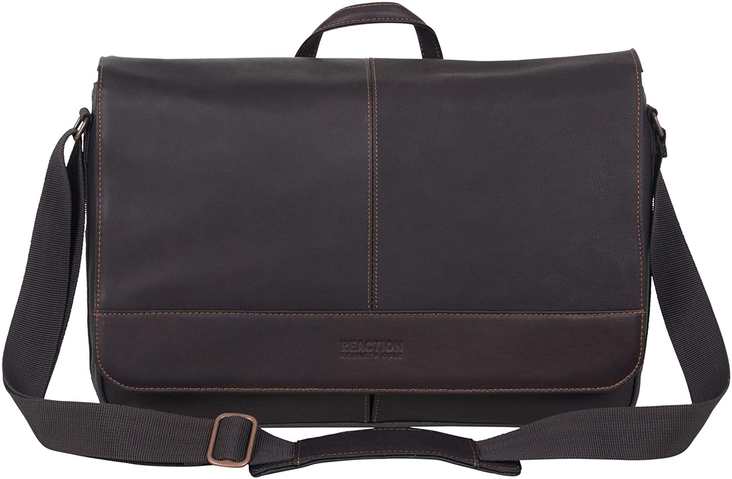 Kenneth Cole Reaction Come Bag Soon - Colombian Leather Laptop & iPad Messenger, Brown