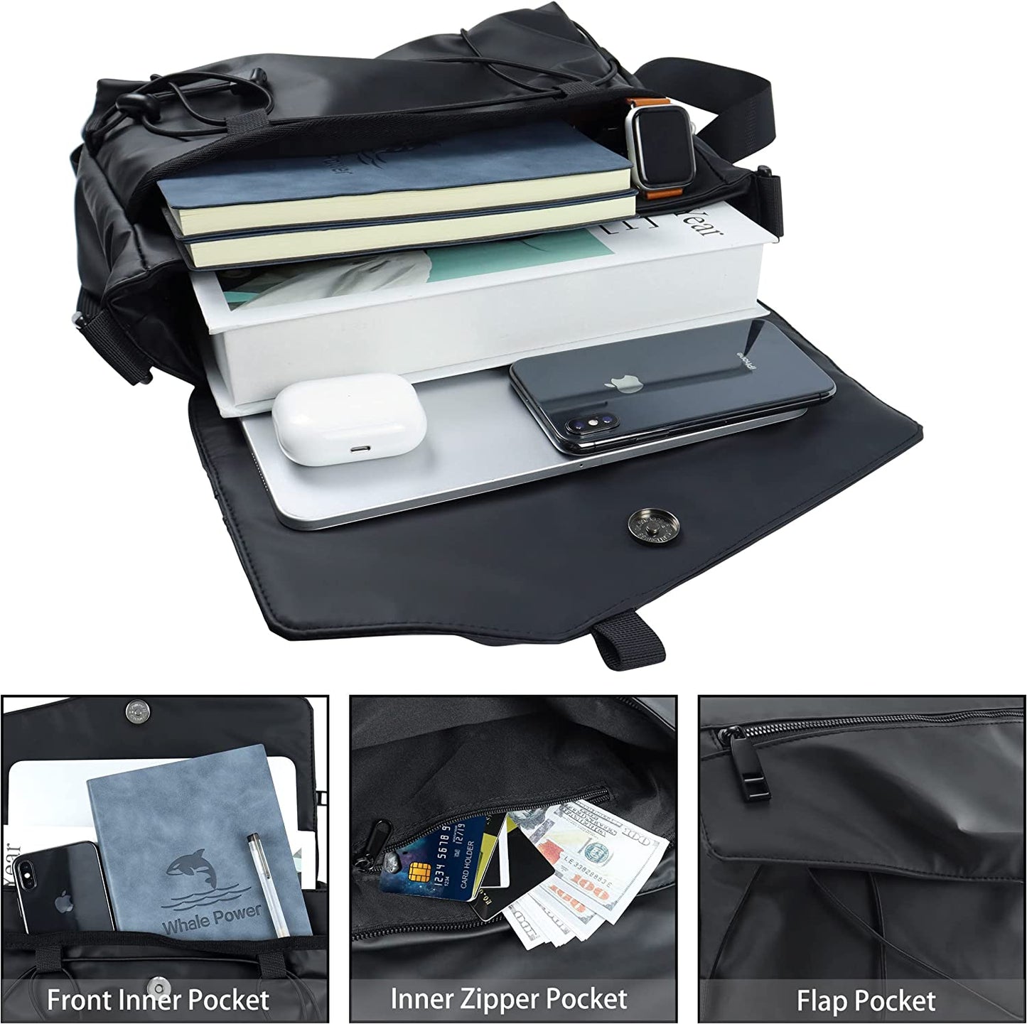 Messenger Bag for Men Women Crossbody Satchel Shoulder Bags for School Work Office with Adjustable Strap