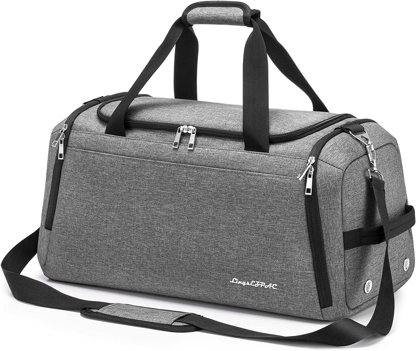 Gym Bag for Women & Men,Travel Duffel Bag for Sports, Gyms and Weekend Getaway, Waterproof Dufflebag with Wet Pocket & Shoes Compartment,Lightweight Carryon Gymbag (Dark gray)