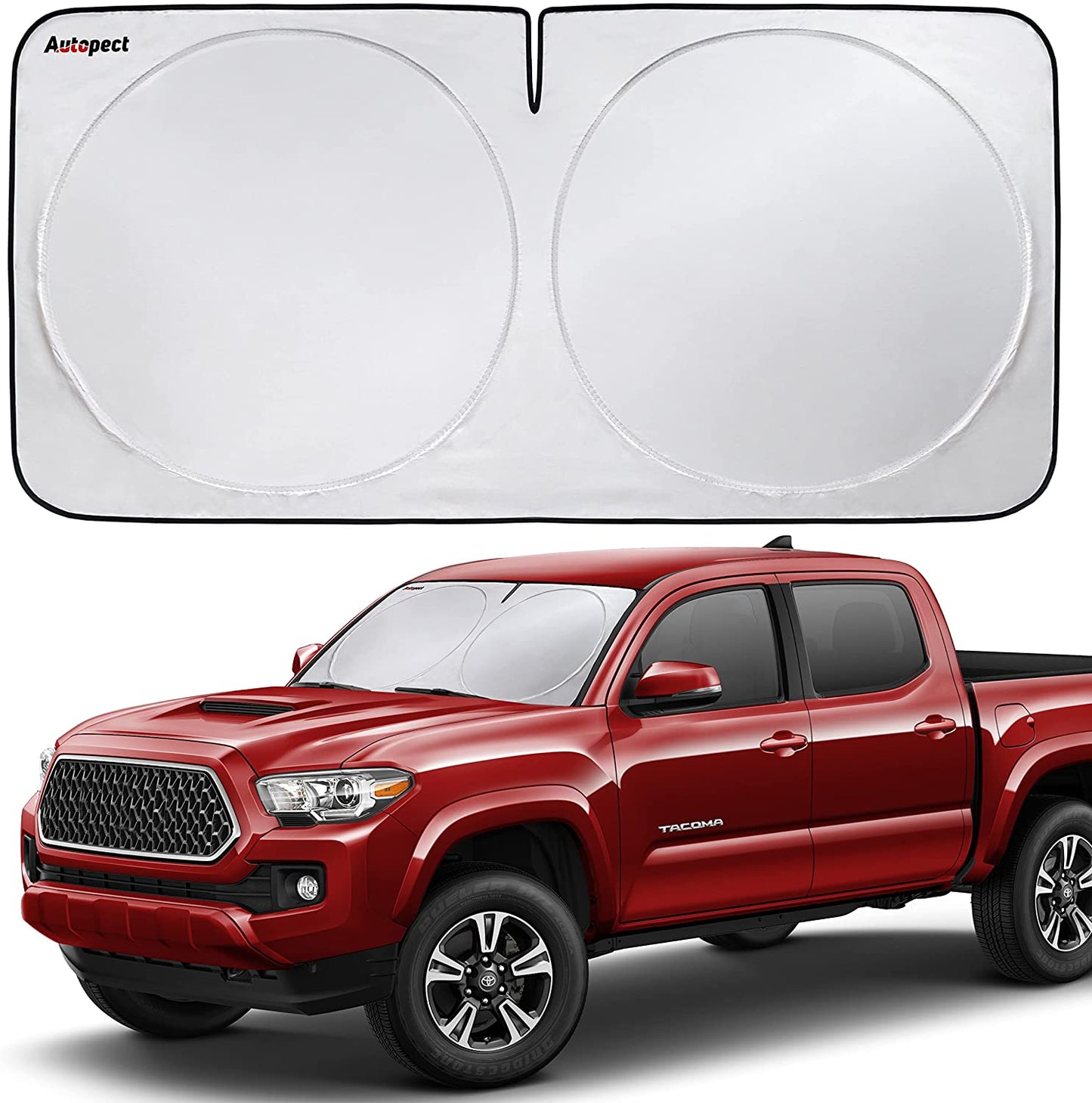 Car Windshield Sun Shade, Foldable Sun Blocker for Car, Truck, SUV Automotive Interior Sun Protection, Reflective Car Shade for Front Windshield with Mirror Cut-Out Keeps Car Cool (Medium)