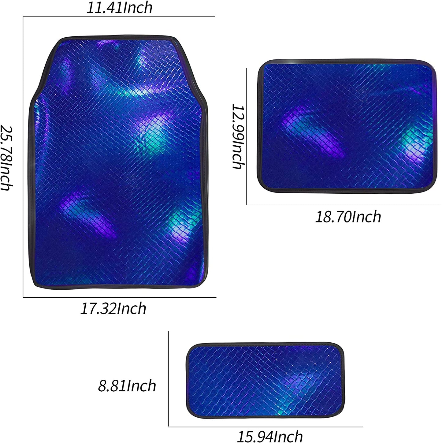 Leather Waterproof&Anti Slip Car Floor Mats for Men&Women,All Weather Universal Automotive Carpet with Hologram Laser Design (Blue)
