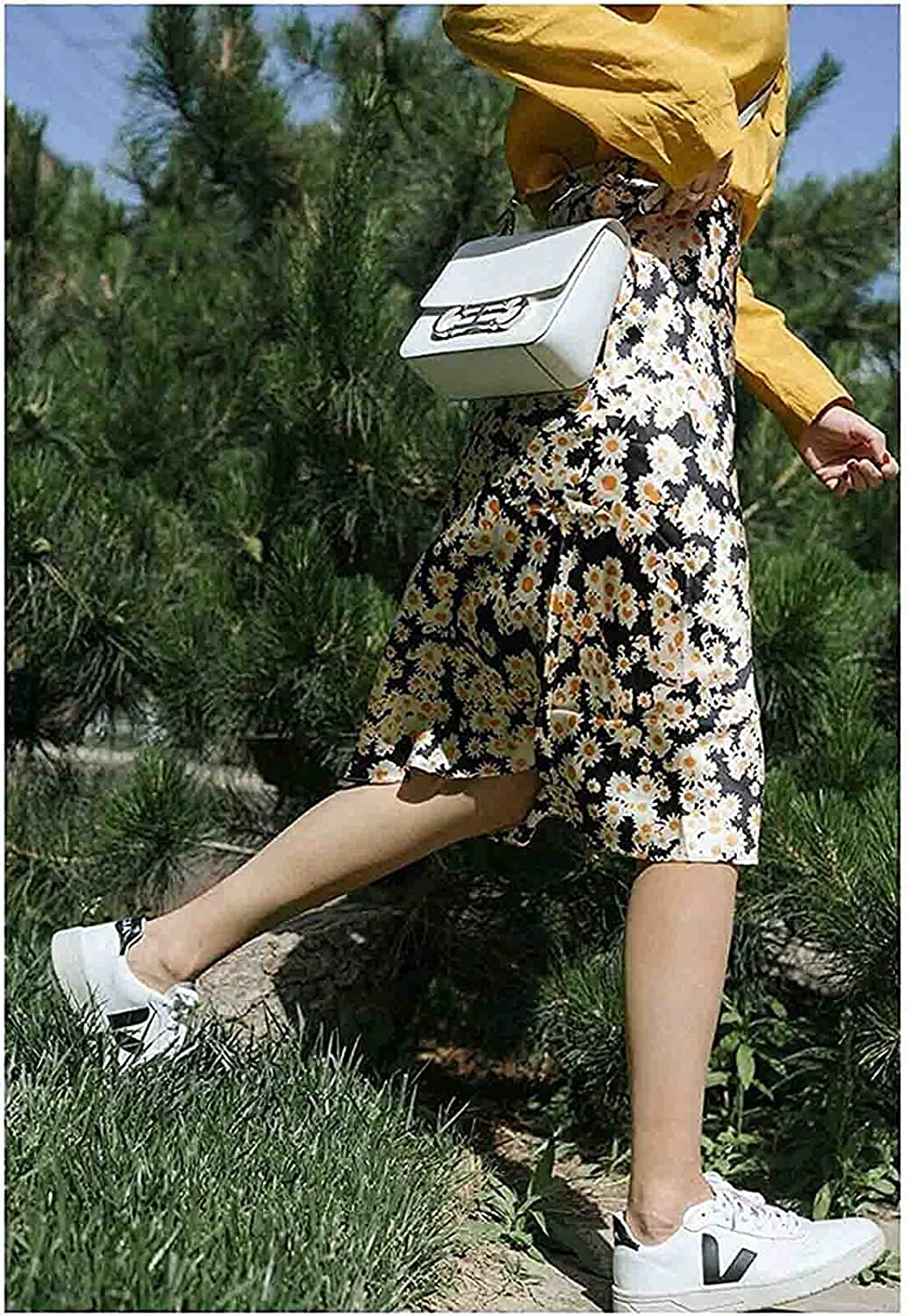 Print Skirt for Women Cheetah High Waist Silk Satin Elasticized Skirts