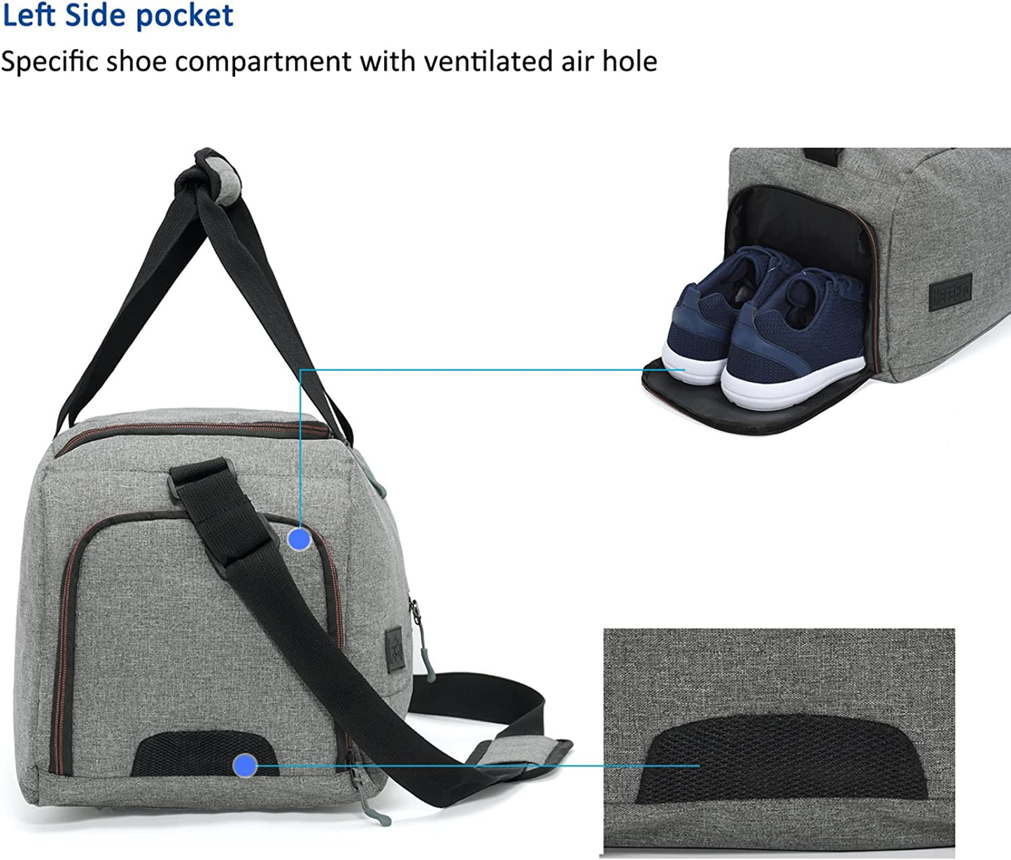 MarsBro Water Resistant Sports Gym Travel Weekender Duffel Bag with Shoe Compartment