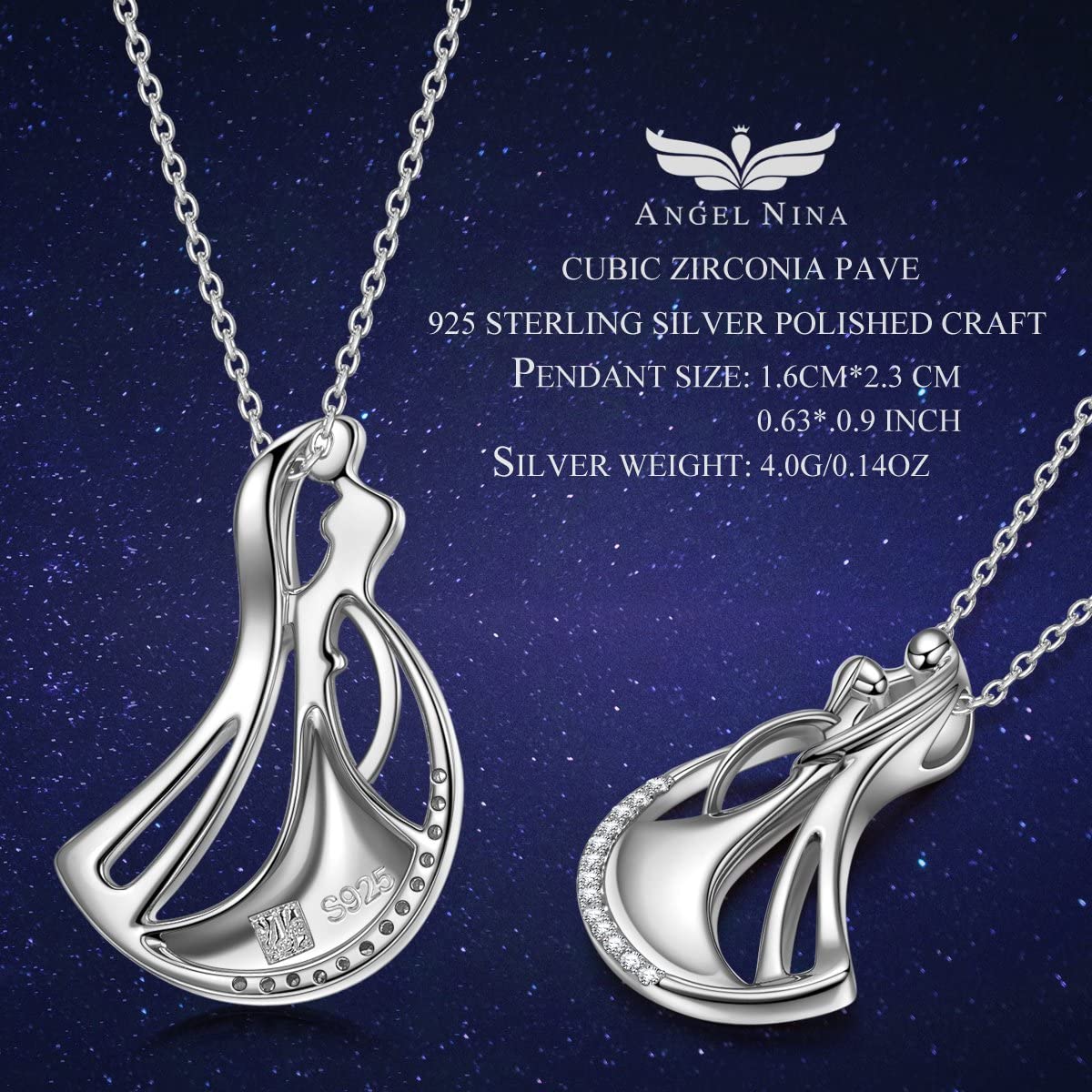 925 Sterling Silver Necklaces Waltz of Love Cubic Zirconia Rose Gold Plated Necklace for Women Jewelry Gifts for Her with Gifts Box