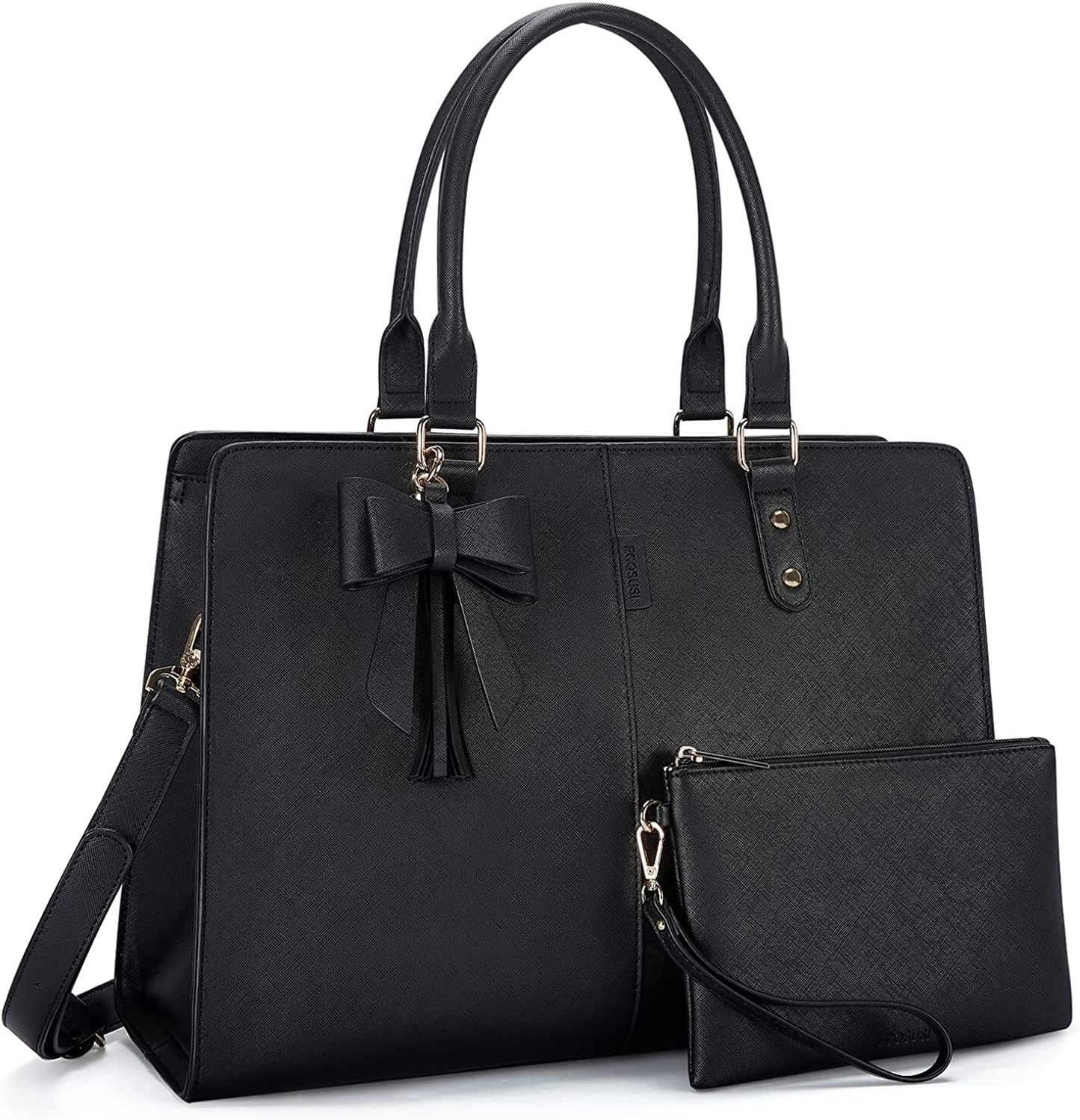 ECOSUSI Laptop Tote Bag Laptop Bag 15.6 inch Work Shoulder Briefcase Computer Messenger with Clutch Satchel Handbag 2 PCS Set