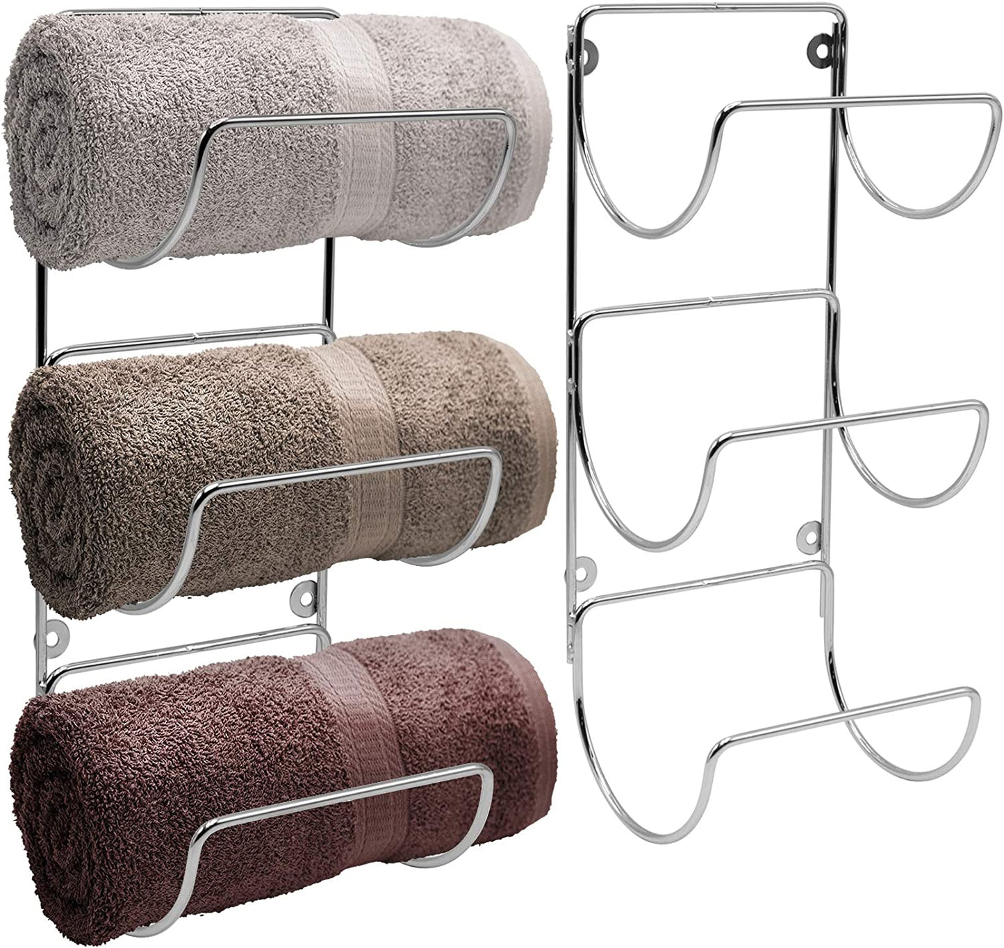 Sorbus Towel Rack Holder Set - Wall Mounted Storage Organizer for Towels, Washcloths, Hand Towels, Linens, Ideal for Bathroom, Spa, Salon, Modern Design, Set of 2 (Black)