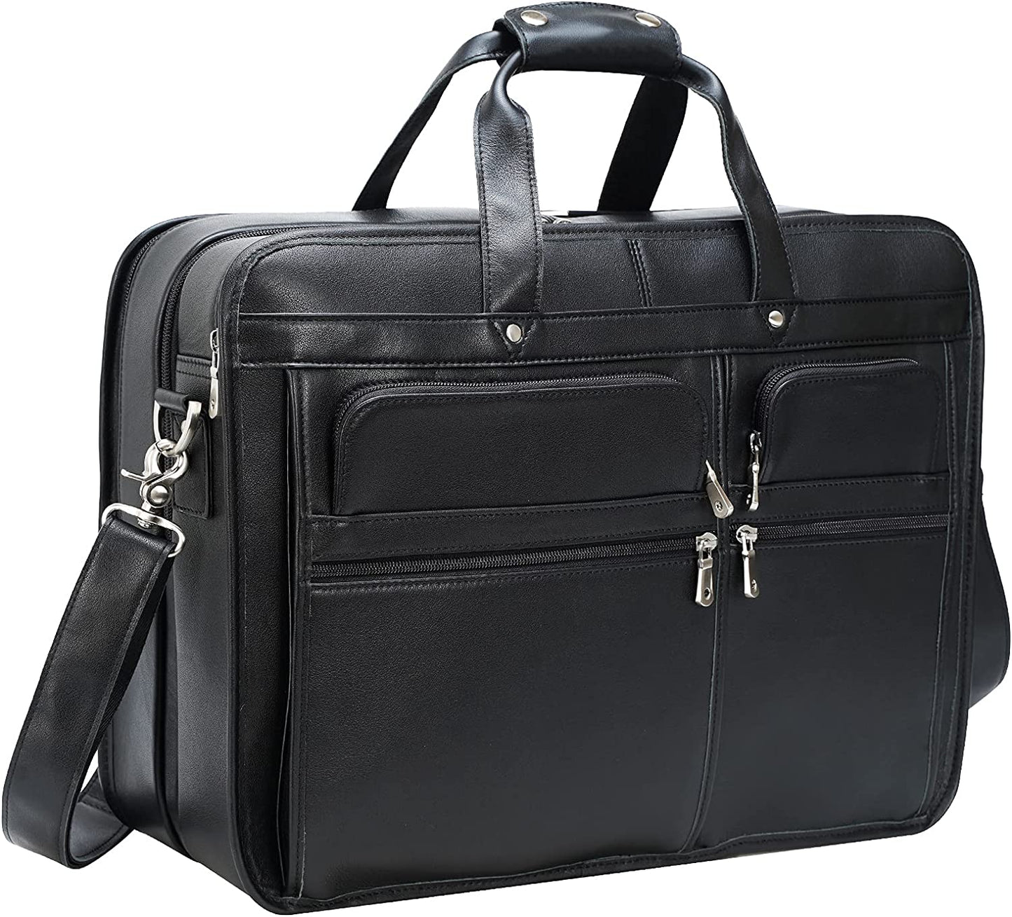 Polare 18.5” Full Grain Leather Laptop Briefcase Messenger Bag Tote For Men Large Fits 17.3” Laptop