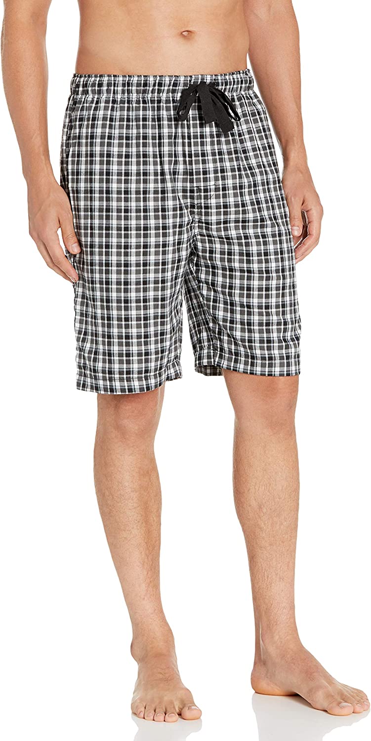 Men's Plaid Poly Rayon Drawstring Sleep Lounge Short