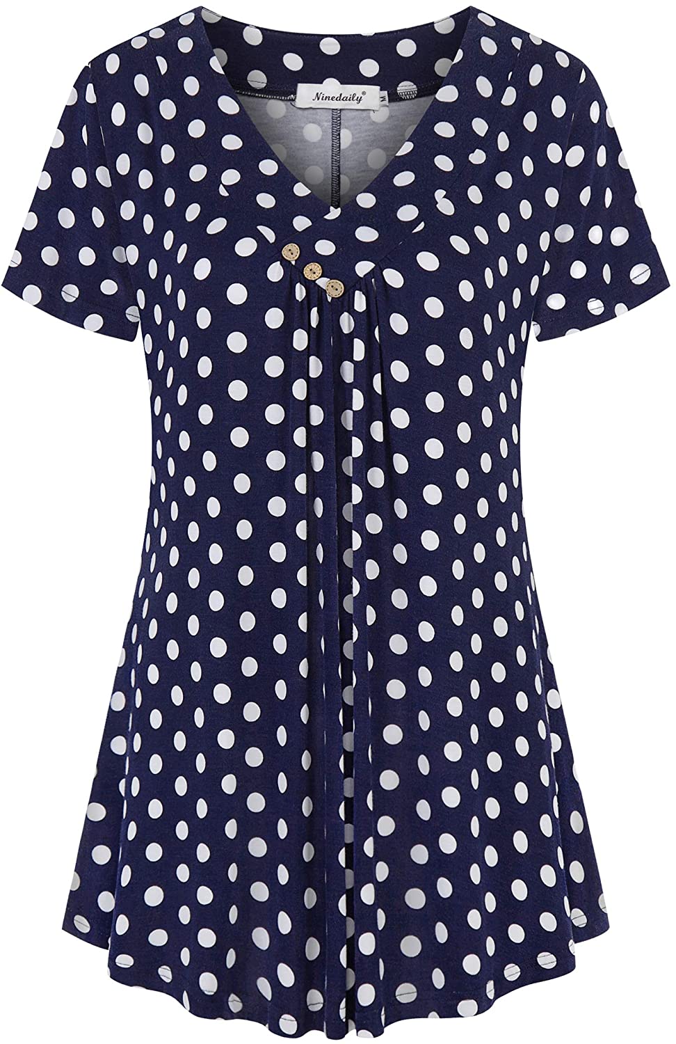 Women's Tunic Summer Short Sleeve Top Loose V Neck Dressy Shirt Blouse