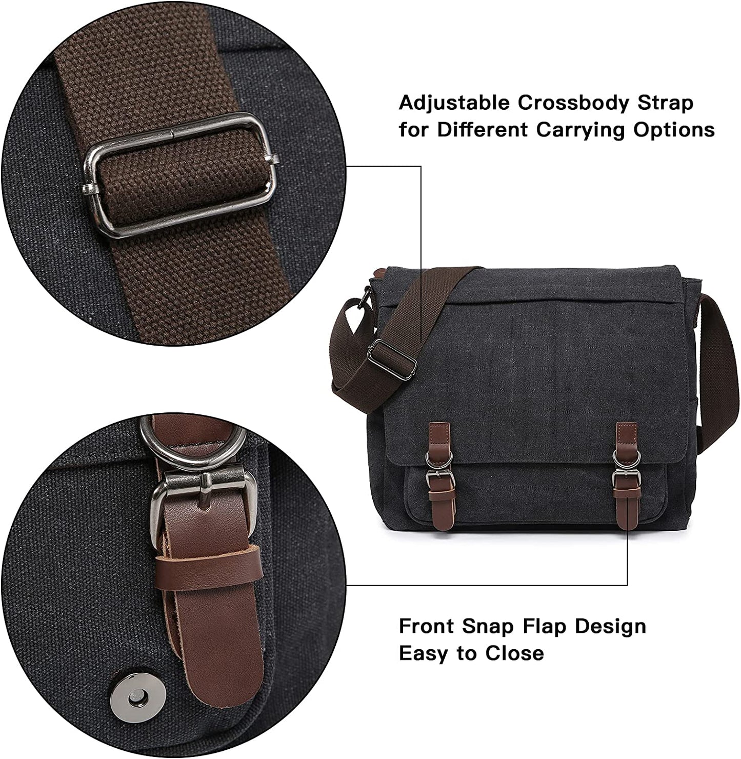 Large Vintage Canvas Messenger Shoulder Bag Crossbody Bookbag Business Bag for 15inch Laptop