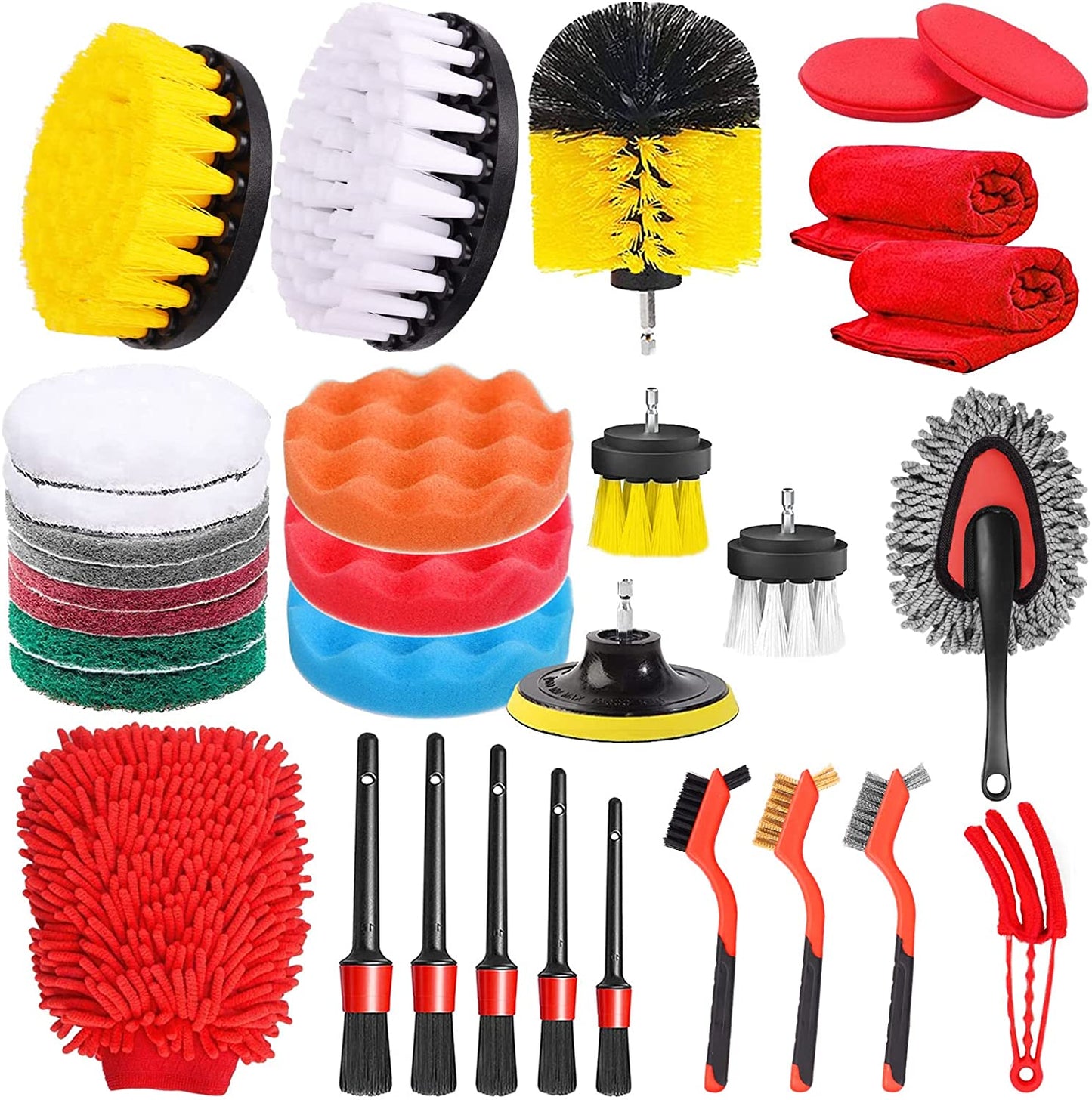 24PCS Car Detailing Brush Set, Car Detailing kit, Auto Detailing Drill Brush Set, Car Detailing Brushes, Car Wash Kit with Cleaning Gel, Car Cleaning Tools Kit for Interior,Exterior, Wheels, Dashboard