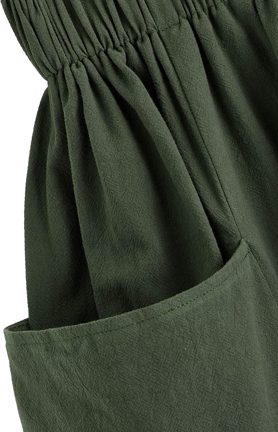 Women's Casual Paper Bag Waist A Line Pleated Midi Skirt with Pockets
