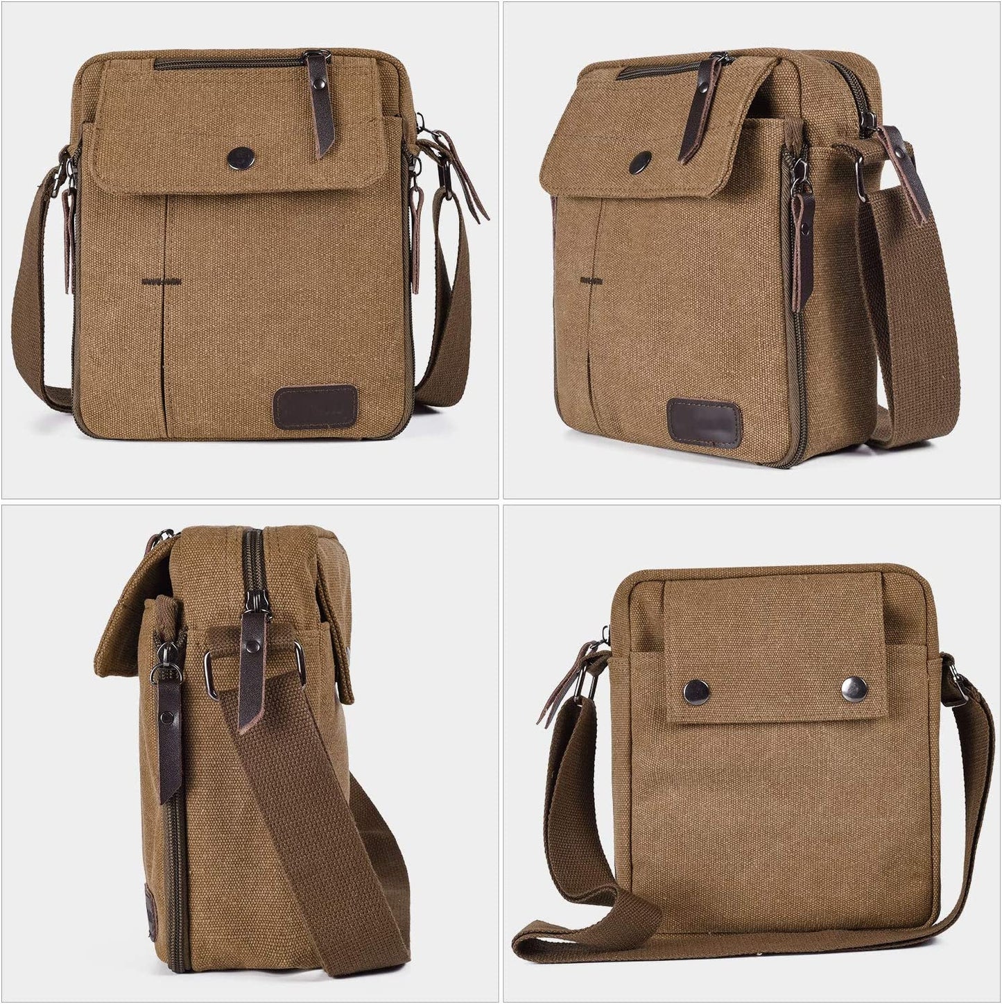 Men's Canvas Small Messenger Bag Casual Shoulder Bag Chest Bag Travel Carry Bag,Multi-pocket Purse