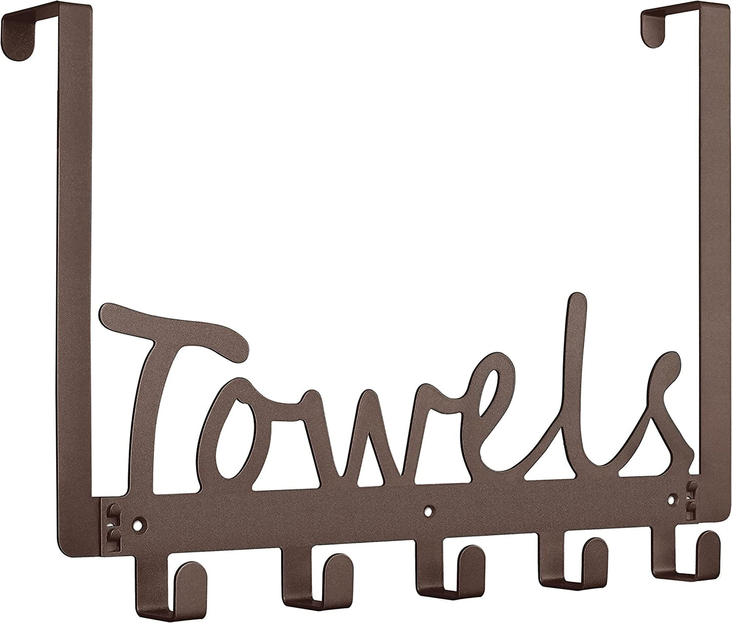 Towel Holder Bath Over The Door 5 Hooks Organizer Rack Heavy-Duty Organizer for Towel, Robe, Coat, Bag