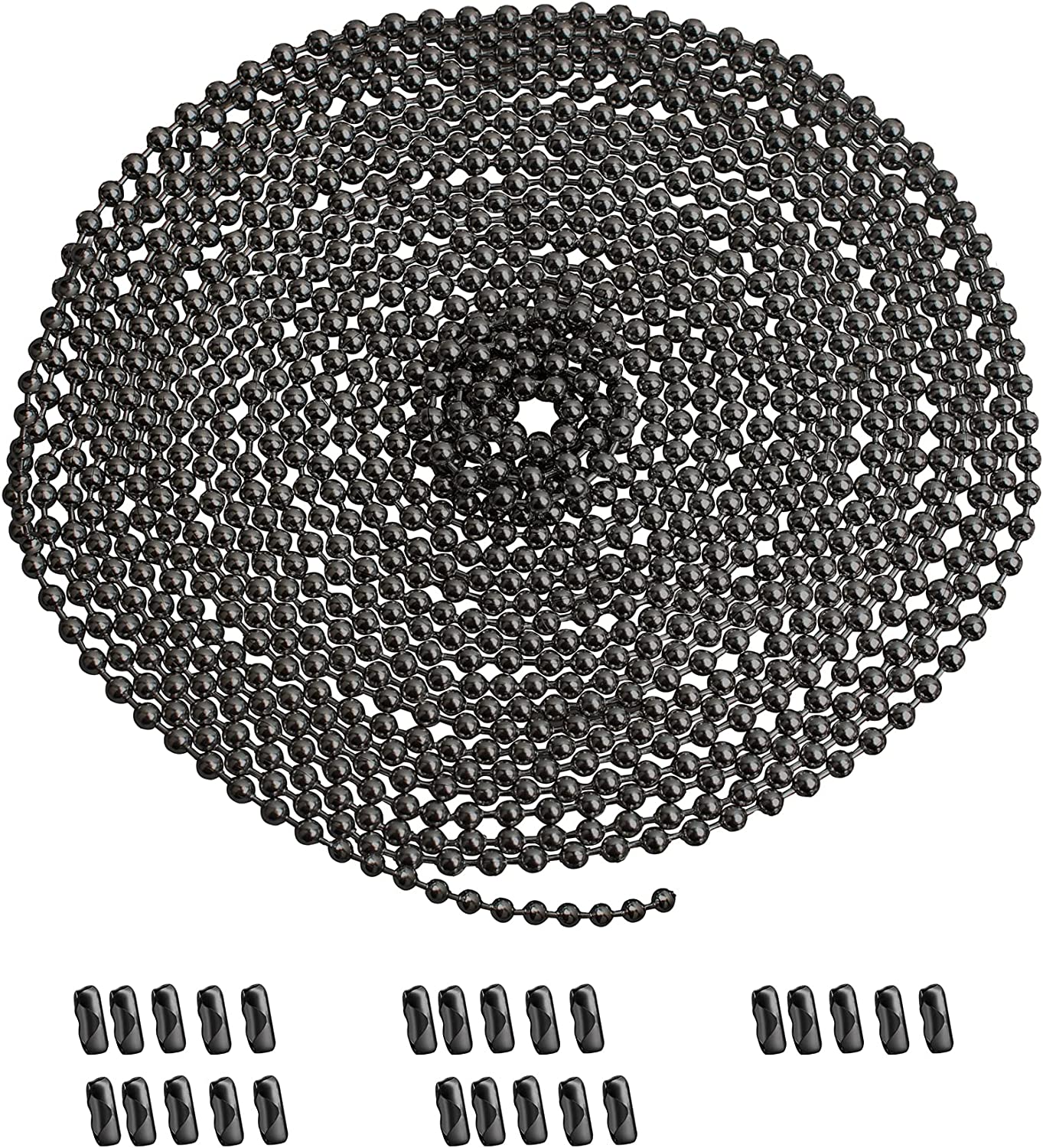 192 Inch Fan Pull Chain Extension with 25 PCS Connectors, Metal Ceiling Fan Chain Connector, Stainless Steel Bead Chain(3.2mm Diameter, Bronze)