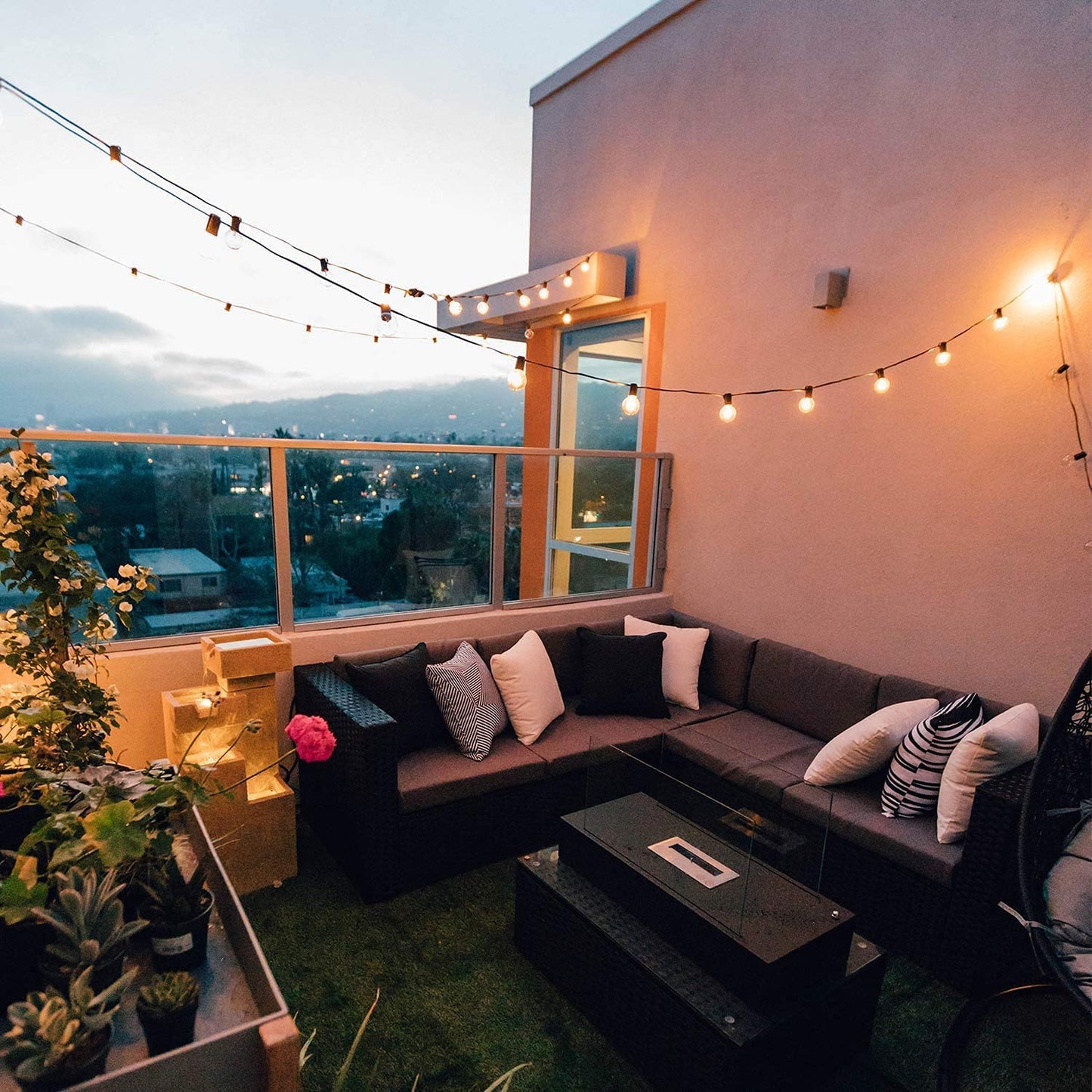 Outdoor String Lights 25 Feet G40 Globe Patio Lights with 27 Edison Glass Bulbs(2 Spare), Waterproof Connectable Hanging Light for Backyard Porch Balcony Party Decor, E12 Socket Base,Black