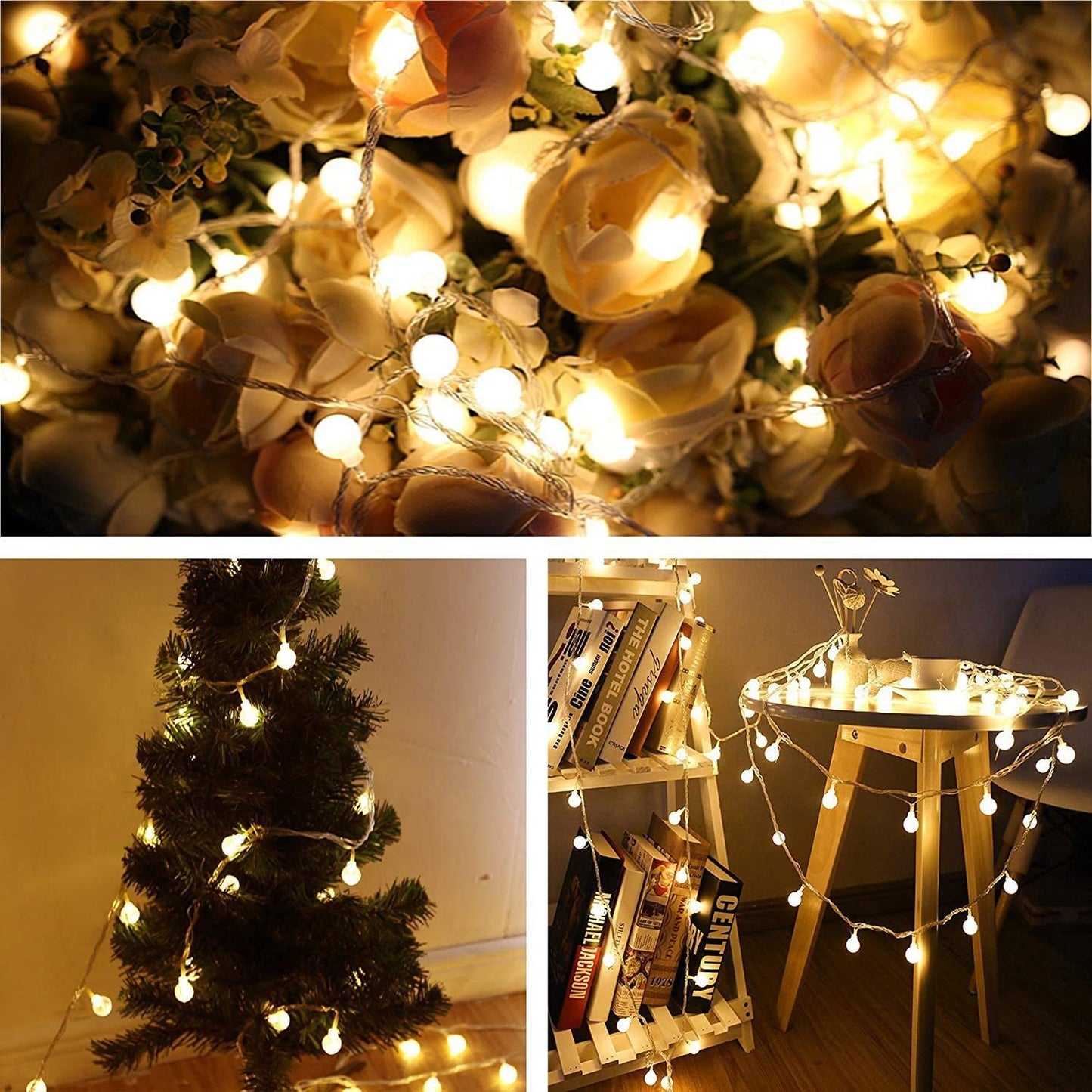 String Lights 49 Feet 100 led,8 Modes Fairy String Lights Plug in,Indoor String Lights for Bedroom,Classroom,Outdoor String Lights for Patio,Garden,Party,Wedding-Warm White