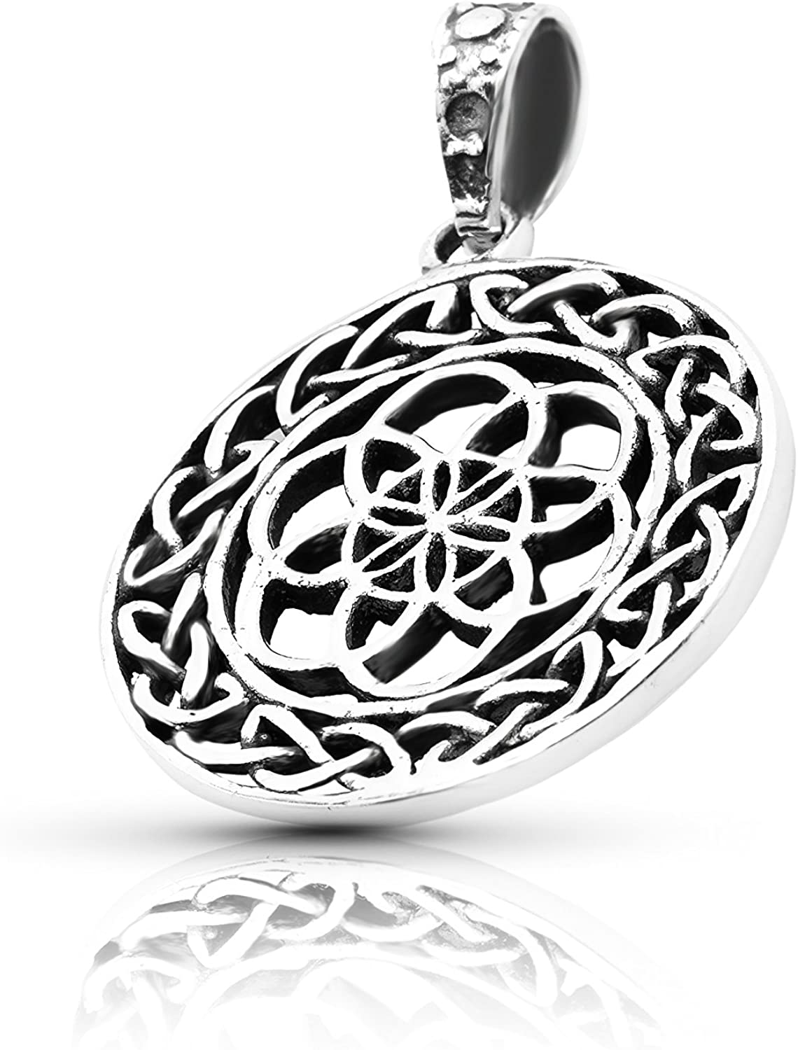 Seed of Life Pendant Sterling Silver 925 Size 1" Diameter Sacred Geometry Yoga Jewelry
