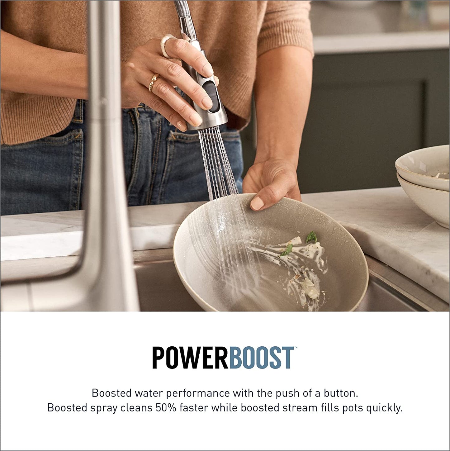 Moen 9126EVSRS Kurv Smart Touchless Pull Down Sprayer Kitchen Faucet with Voice Control and Power Boost, Spot Resist Stainless