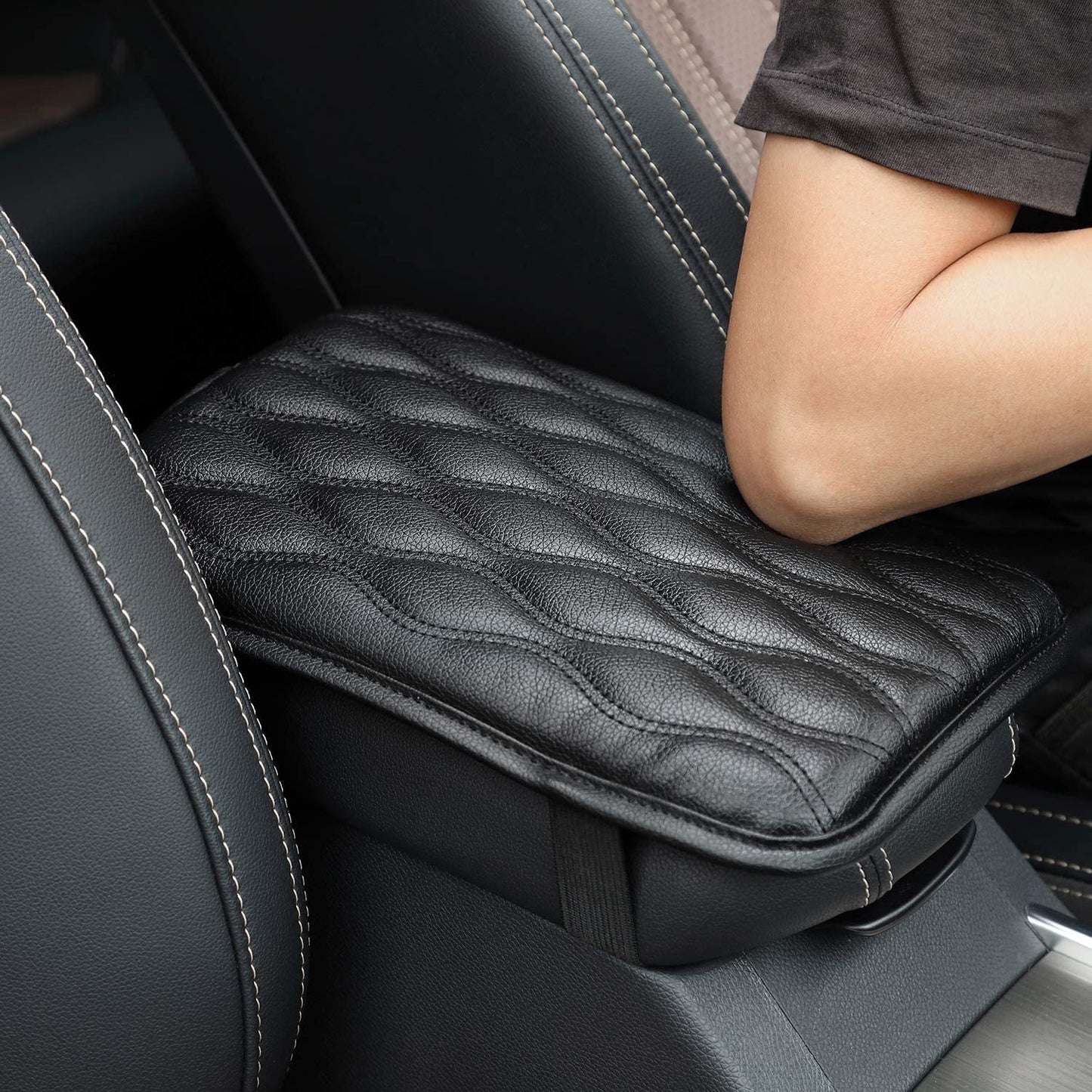 Universal Center Console Cover for Most Vehicle, SUV, Truck, Car, Waterproof Armrest Cover Center Console Pad, Car Armrest Seat Box Cover Protector (Beige)