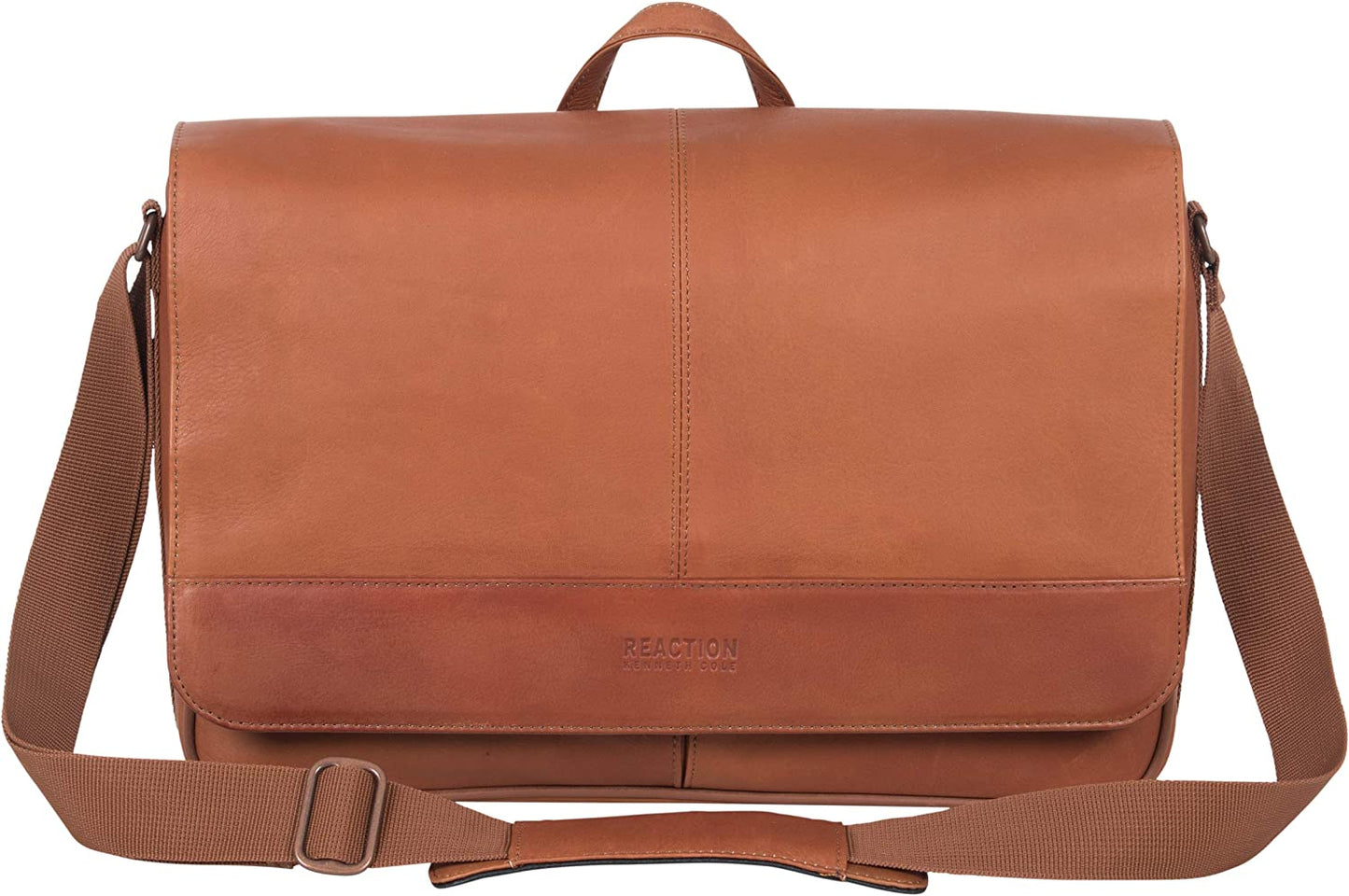 Kenneth Cole Reaction Come Bag Soon - Colombian Leather Laptop & iPad Messenger, Brown