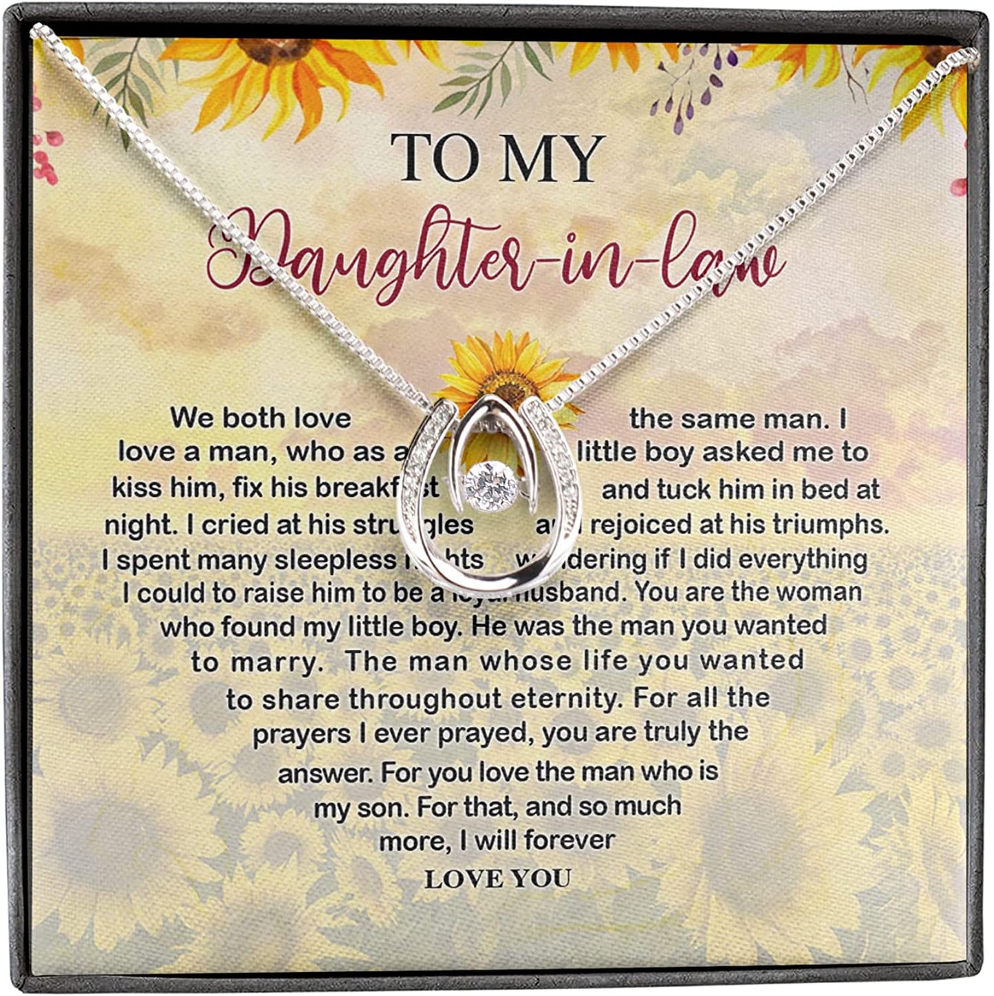 Daughter In Law Gift Ideas - To My Daughter In Law Necklace, Gifts For Daughter In Law From Mother In Law On Wedding Day, Birthday, Mothers Day, Christmas, Jewelry Gifts For Future Daughter In Law