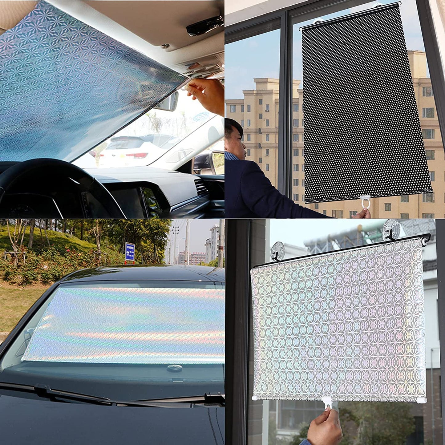 Retractable Windshield Sun Shade Car Front Windshield Sun Visor Protector with 3 Suction Cups Auto Window Sunshade Car Sun Shades