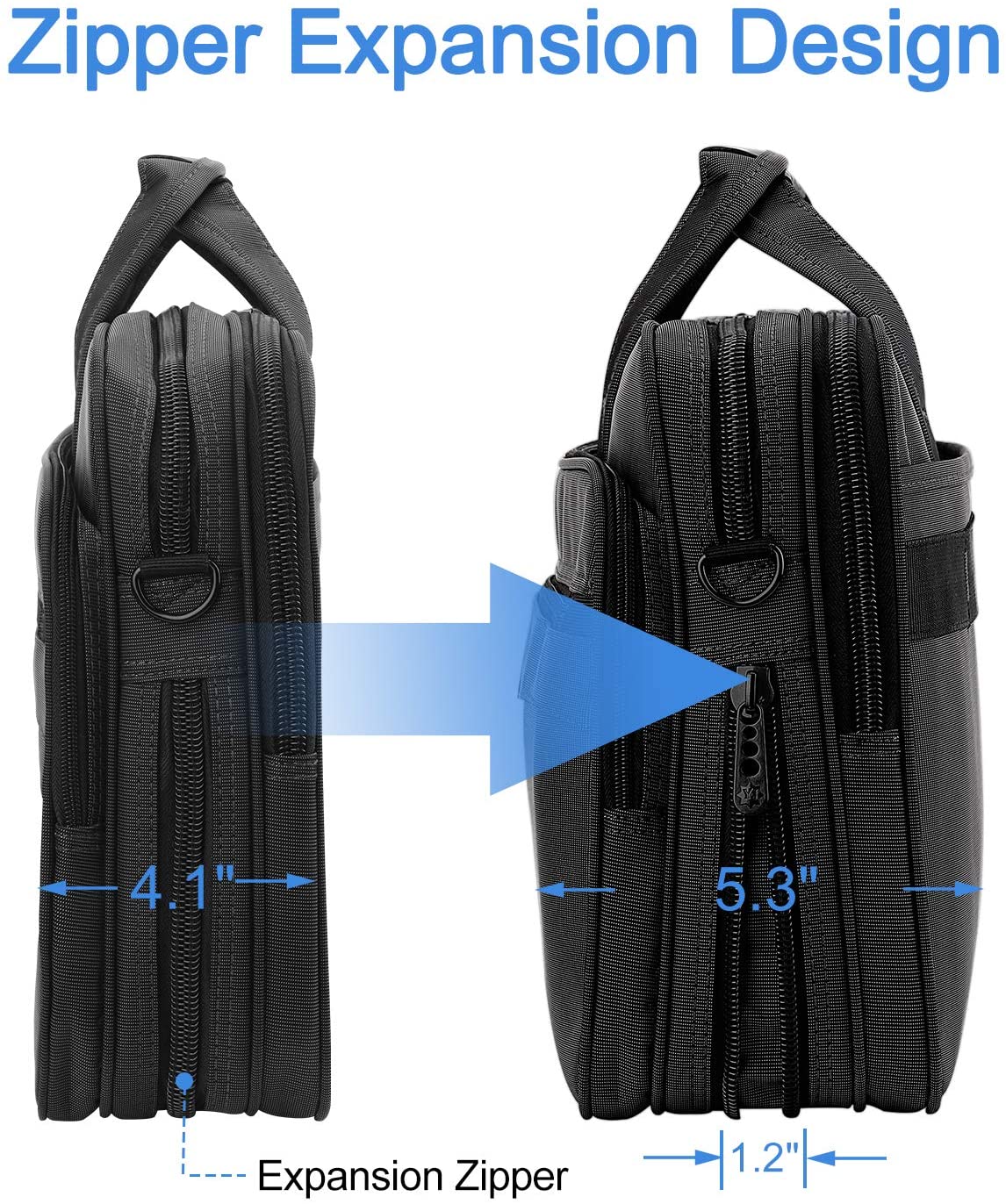 Laptop Bag 15.6 inch, Mens Laptop Briefcase, Expandable Carry on Computer Case, Business Office Attache, Zokaliy Lightweight Water Resistant Shoulder Messenger Bag for MacBook Acer HP Dell, Black