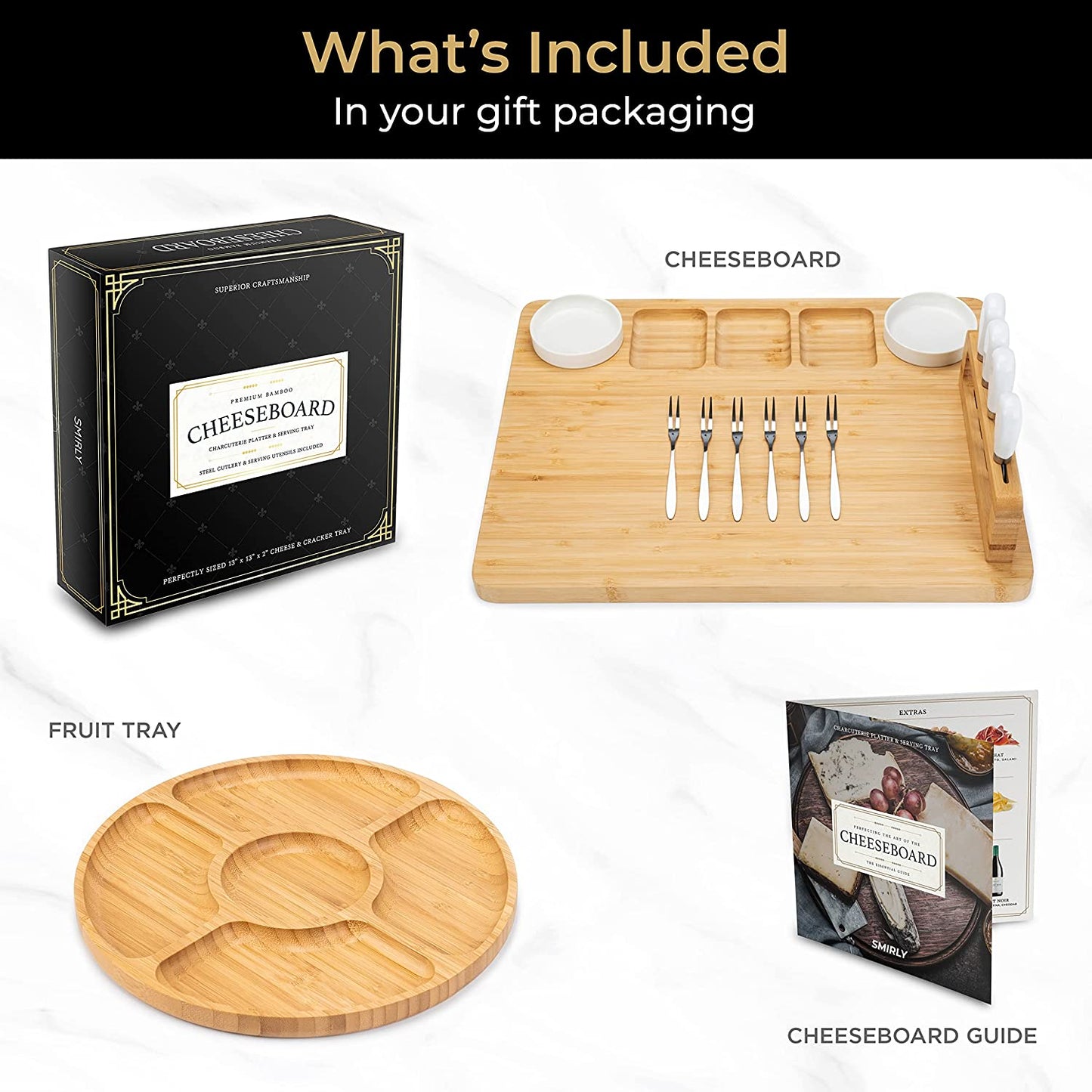 Bamboo Cheese Board and Knife Set: Large Charcuterie Boards Set, Cheese Tray Platter - Unique House Warming Gifts New Home, Anniversary Wedding Gifts for Couple, Bridal Shower Gift for Women