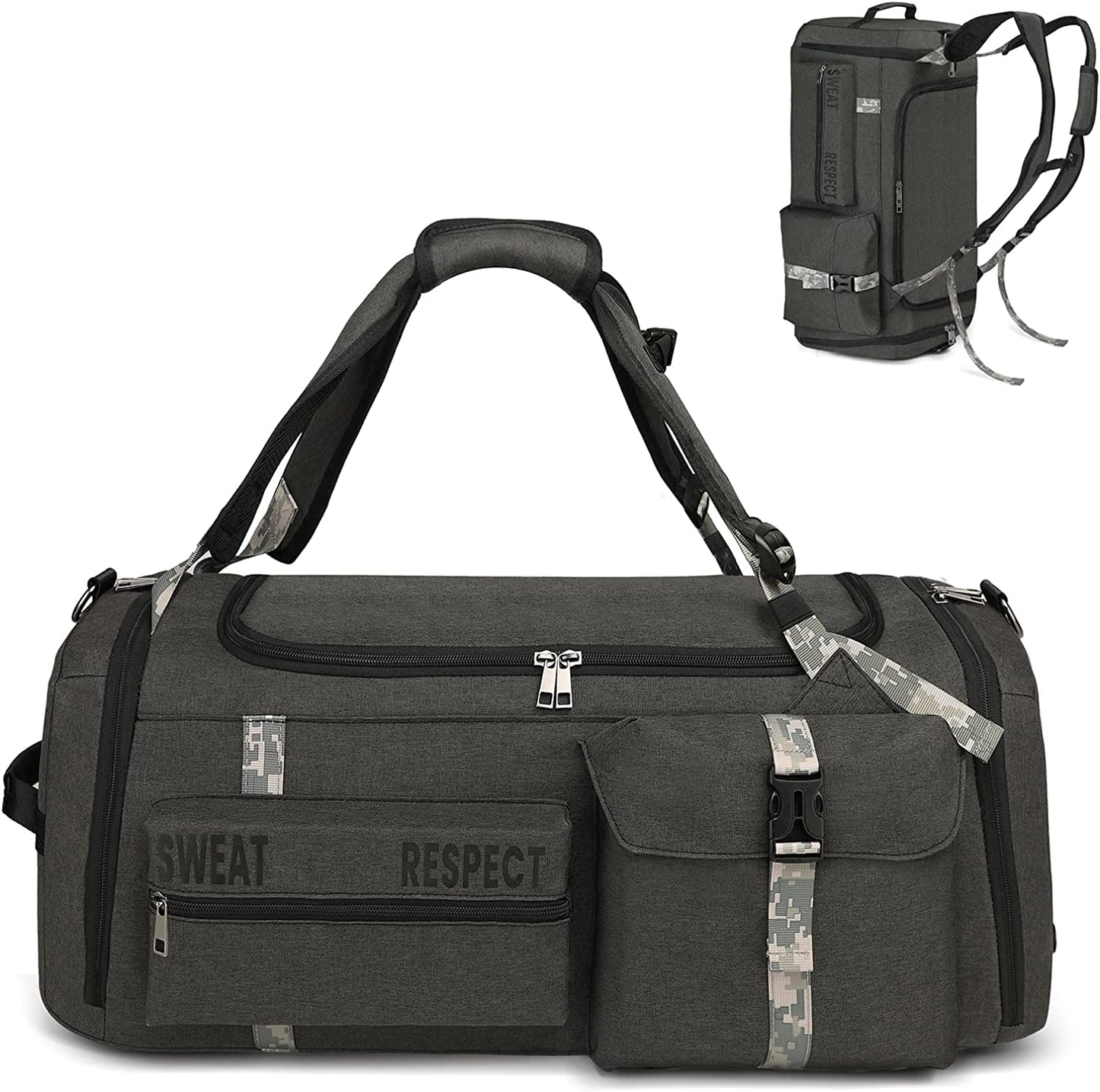 Bags for Men Gym Duffle Bag Backpack 3-Way Sports Duffel Bags for Men with Shoe Compartment & Wet Pocket
