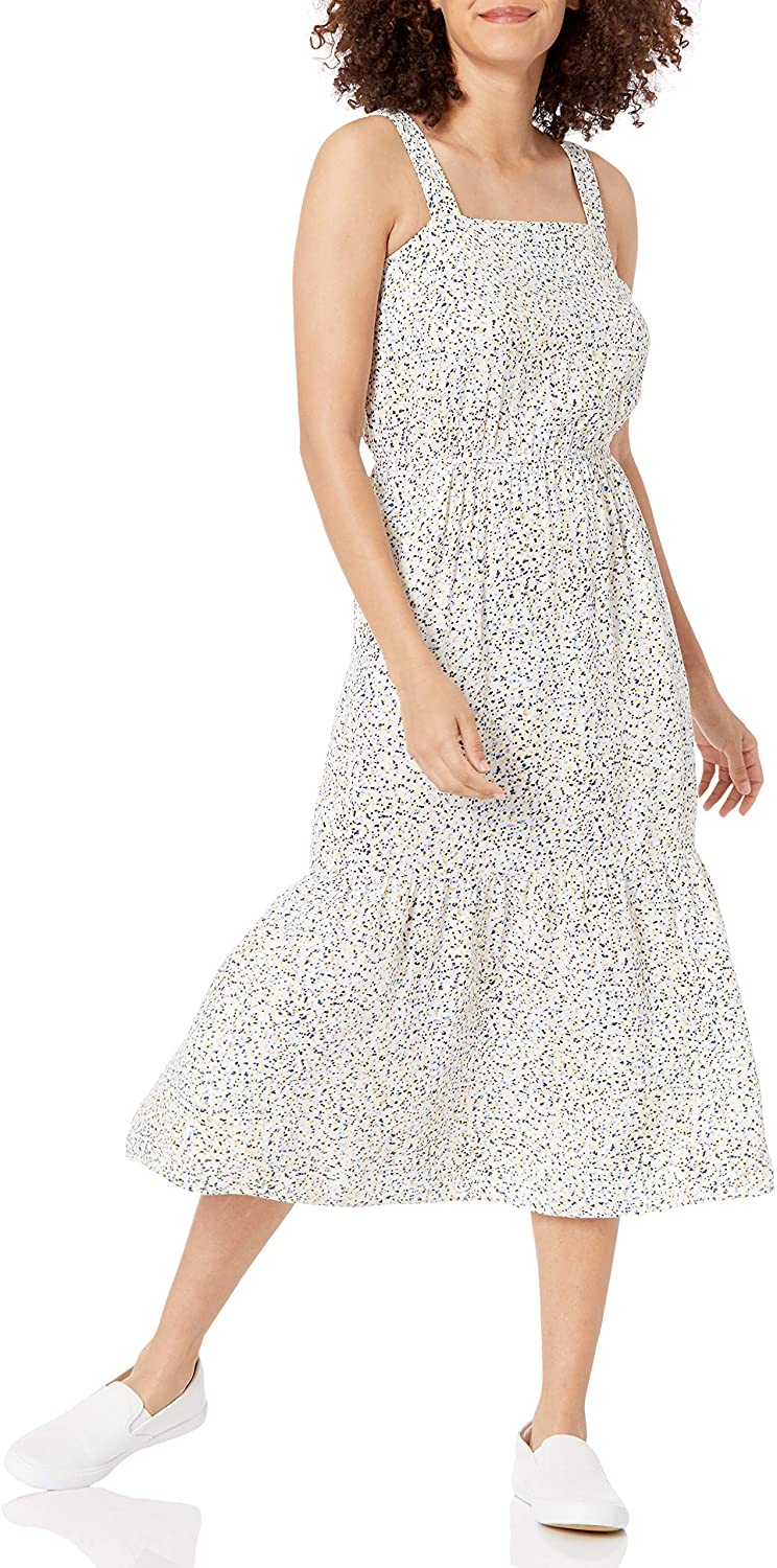Women's Fluid Twill Tiered Midi Summer Dress