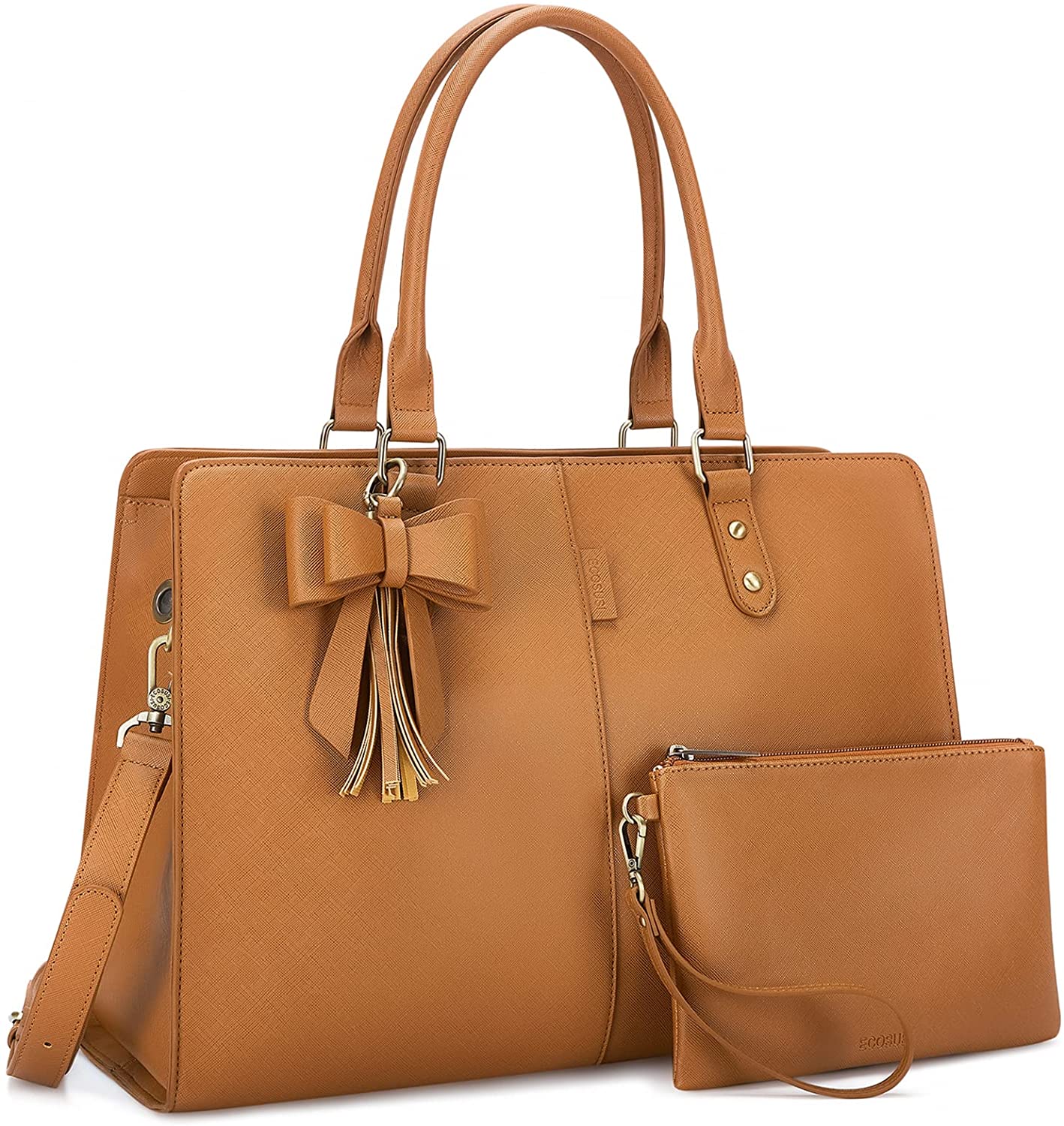 ECOSUSI Laptop Tote Bag Laptop Bag 15.6 inch Work Shoulder Briefcase Computer Messenger with Clutch Satchel Handbag 2 PCS Set