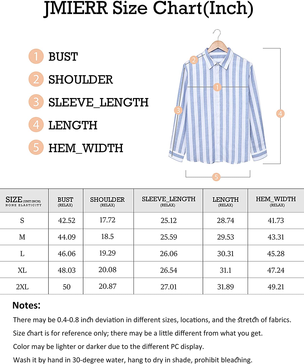 Men's Casual Long Sleeve Button-Down Shirts Striped Dress Shirts Cotton Shirt