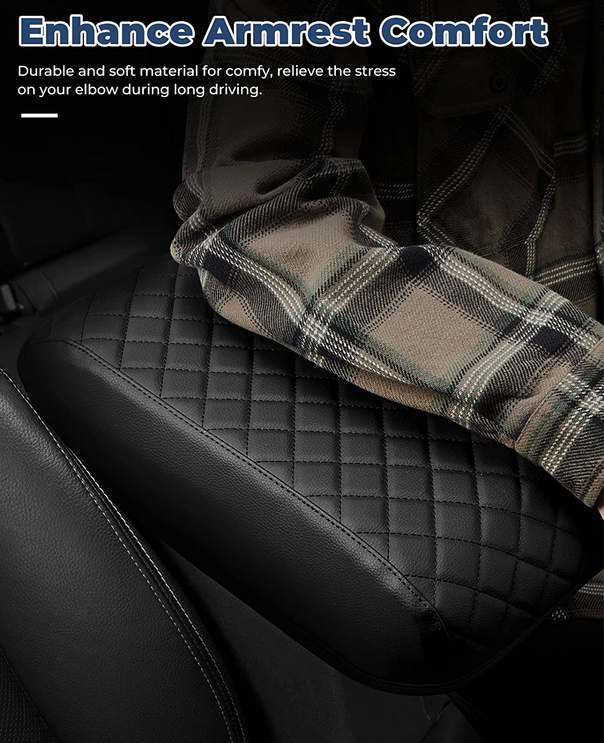 Center Console Cover Customized Armrest Cover Compatible with 2010-2022 4Runner, Soft Cozy Leather Arm Rest Covering for Car, Well-Make Durable Console Cushion Pad, Easy to Install, Black