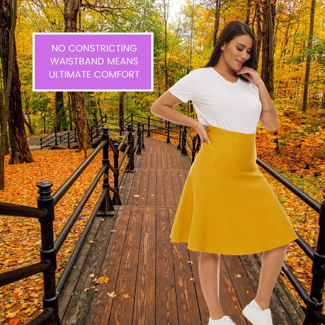 Womens Plus Size Comfortable Stretch Long Skirt-Modest No Waistband Year Round Skirts for Women - Knee Length
