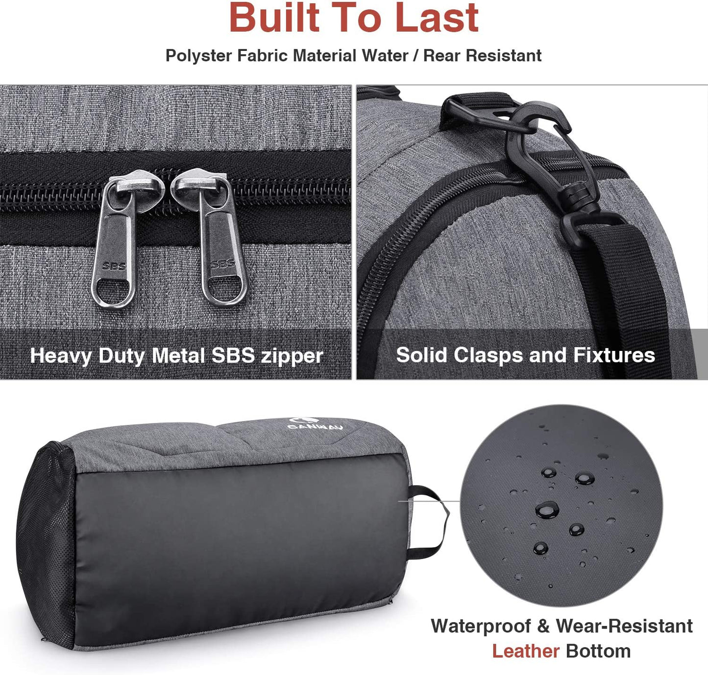 Gym Bag, Travel Duffel bag with Wet Pocket & Shoes Compartment for men women, 45L, Lightweight