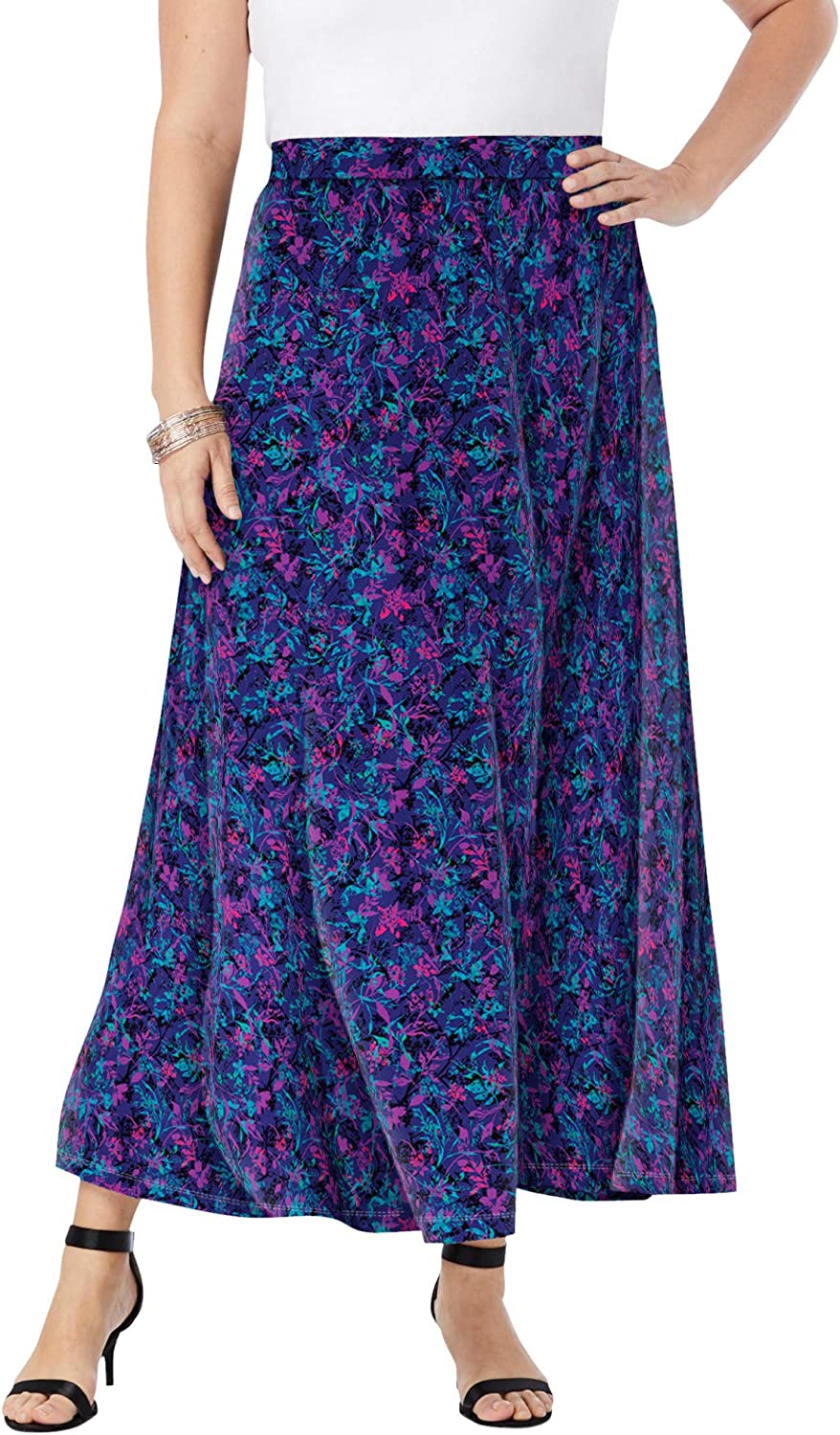 Women's Plus Size Ultrasmooth Fabric Maxi Skirt Stretch Jersey Long Length