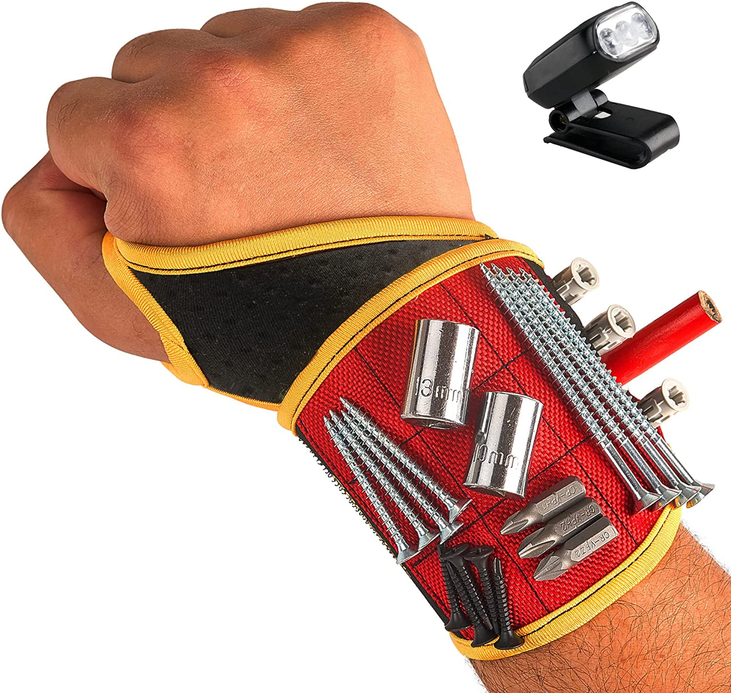 Magnetic Wristband With Super Strong Magnets Holds Screws, Nails, Drill Bit. Unique Wrist Support Design Cool Handy Gadget Gift for Fathers, Boyfriends, Handyman, Electrician, Contractor