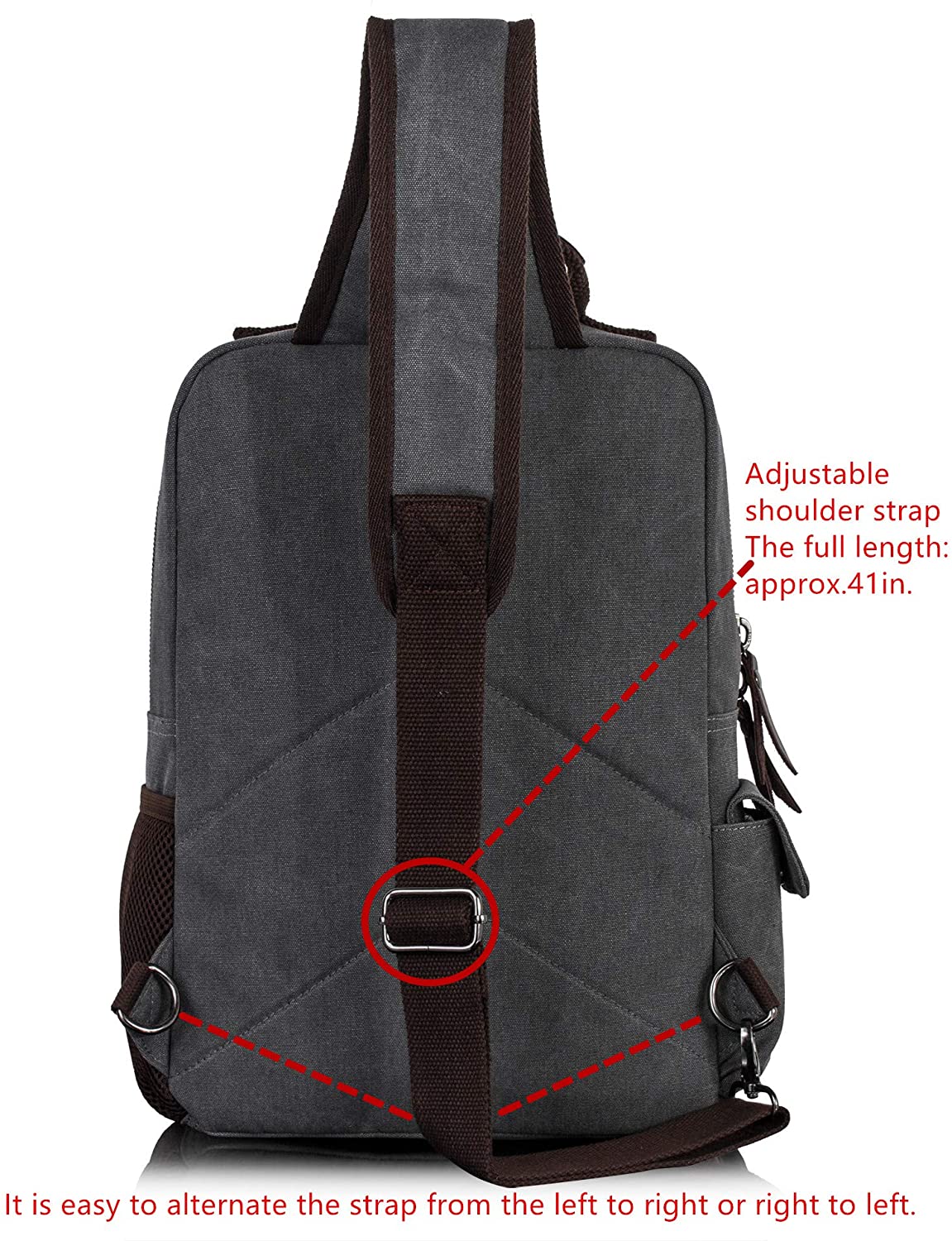 Leaper Canvas Messenger Bag Sling Bag Cross Body Bag Shoulder Bag Black, L