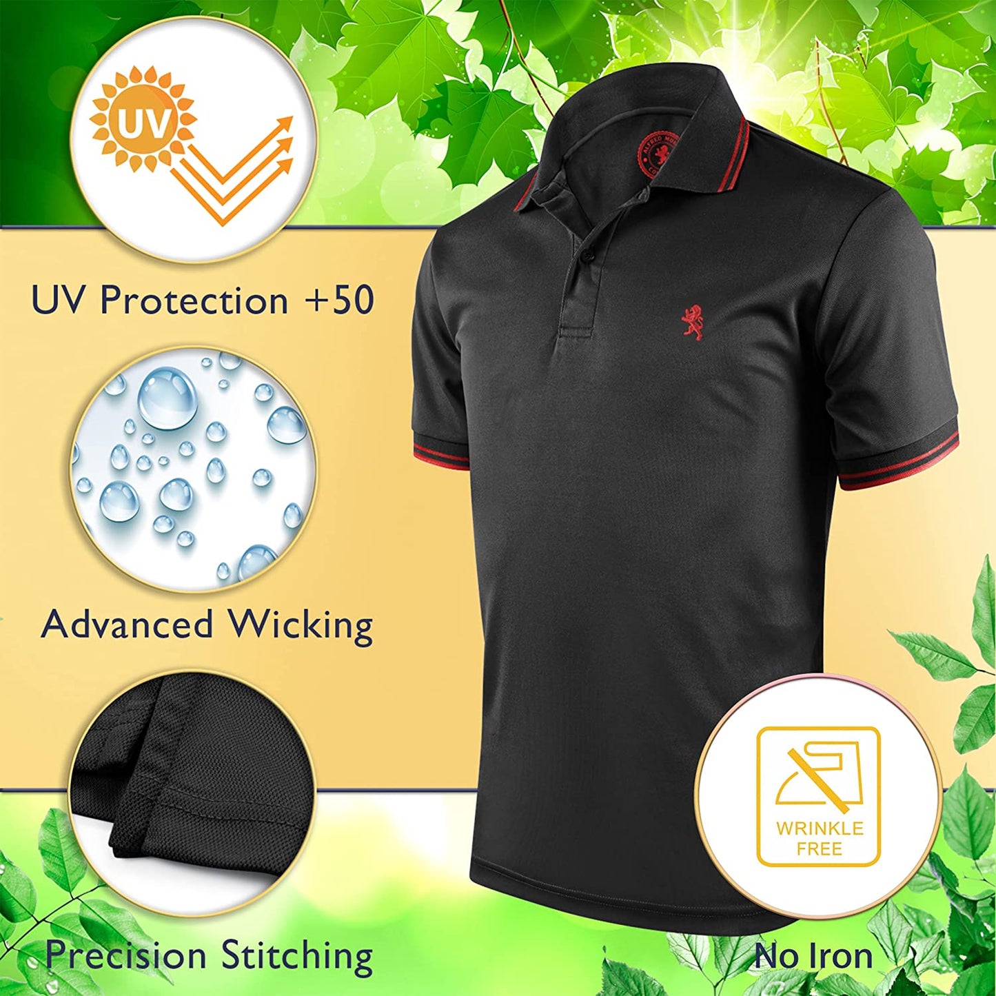Mens Striped Short Sleeve Polo Shirts 4 Pack