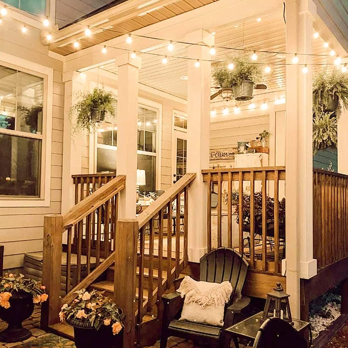 100ft 2-Pack Outdoor String Lights,Dimmable G40 LED String Lights with 52 Shatterproof Clear Bulbs UL Approval Waterproof Globe 1W 2700K Outdoor Lighting for Backyard Porch Cafe Party Wedding Garden