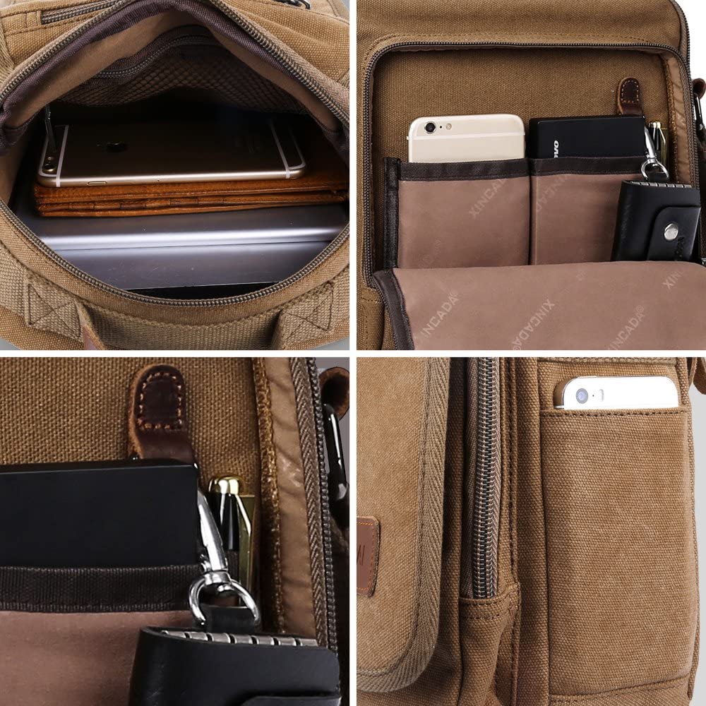 Mens Bag Messenger Bag Canvas Shoulder Bags Travel Bag Man Purse Crossbody Bags for Work Business