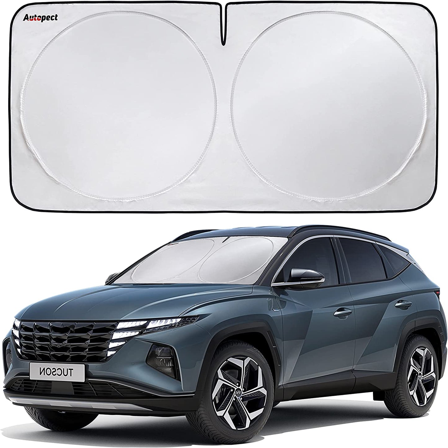 Car Windshield Sun Shade, Foldable Sun Blocker for Car, Truck, SUV Automotive Interior Sun Protection, Reflective Car Shade for Front Windshield with Mirror Cut-Out Keeps Car Cool (Medium)