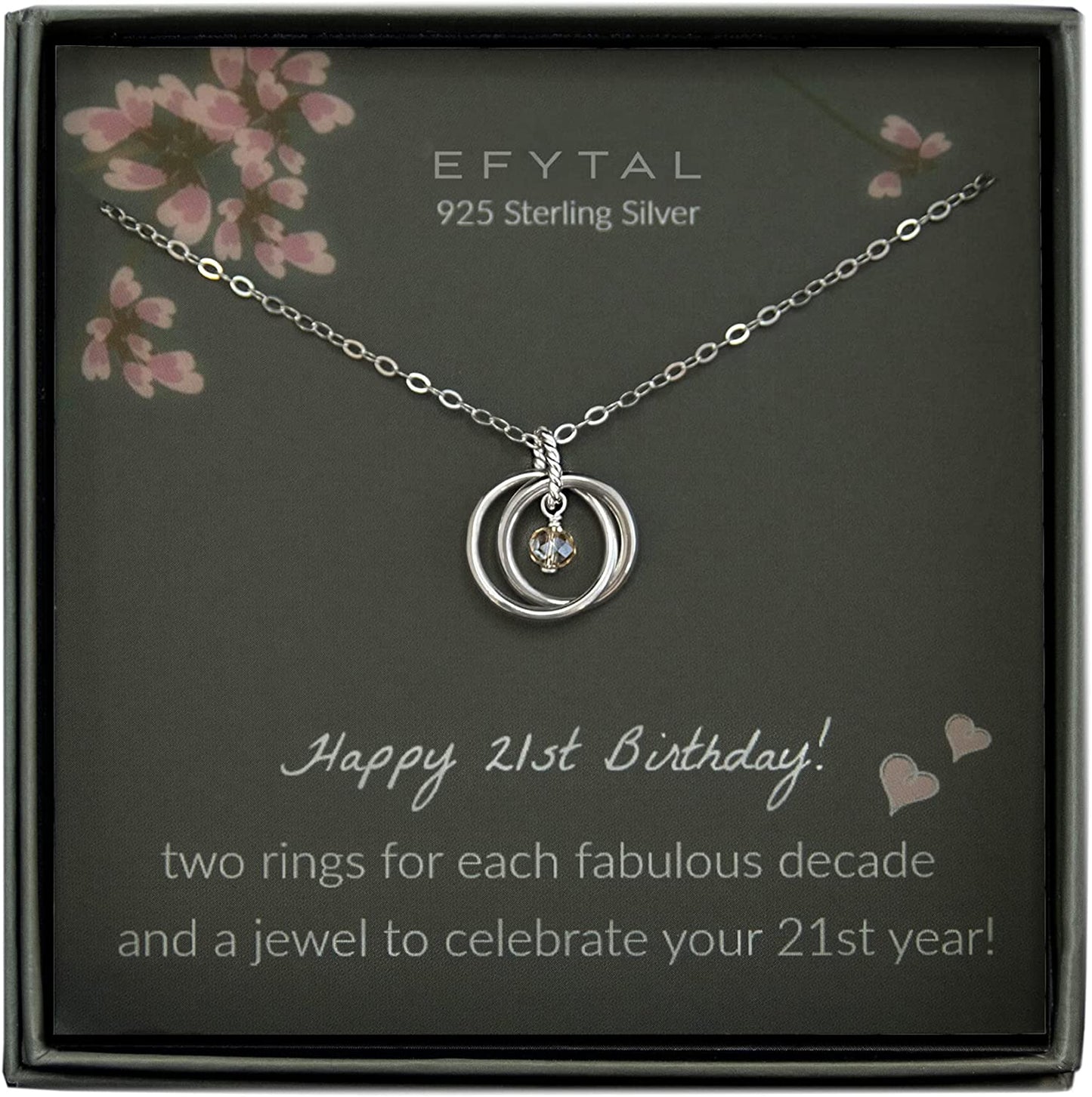 21st Birthday Gifts for Her, Sterling Silver Necklace, 21 Year Old Birthday Gifts for Her, 21st Birthday Decorations for Her, Gifts for 21 Year Old Female, 21st Birthday Gifts for Daughter