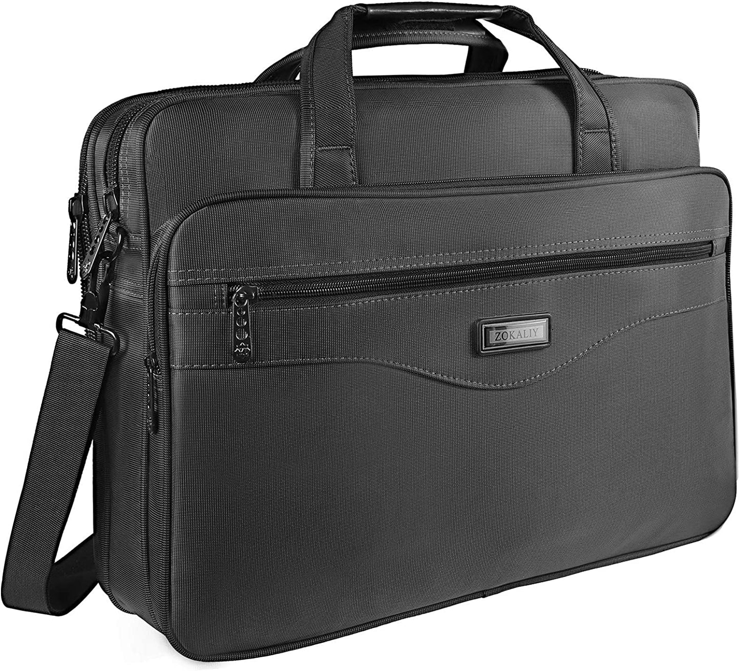 Laptop Bag 15.6 inch, Mens Laptop Briefcase, Expandable Carry on Computer Case, Business Office Attache, Zokaliy Lightweight Water Resistant Shoulder Messenger Bag for MacBook Acer HP Dell, Black