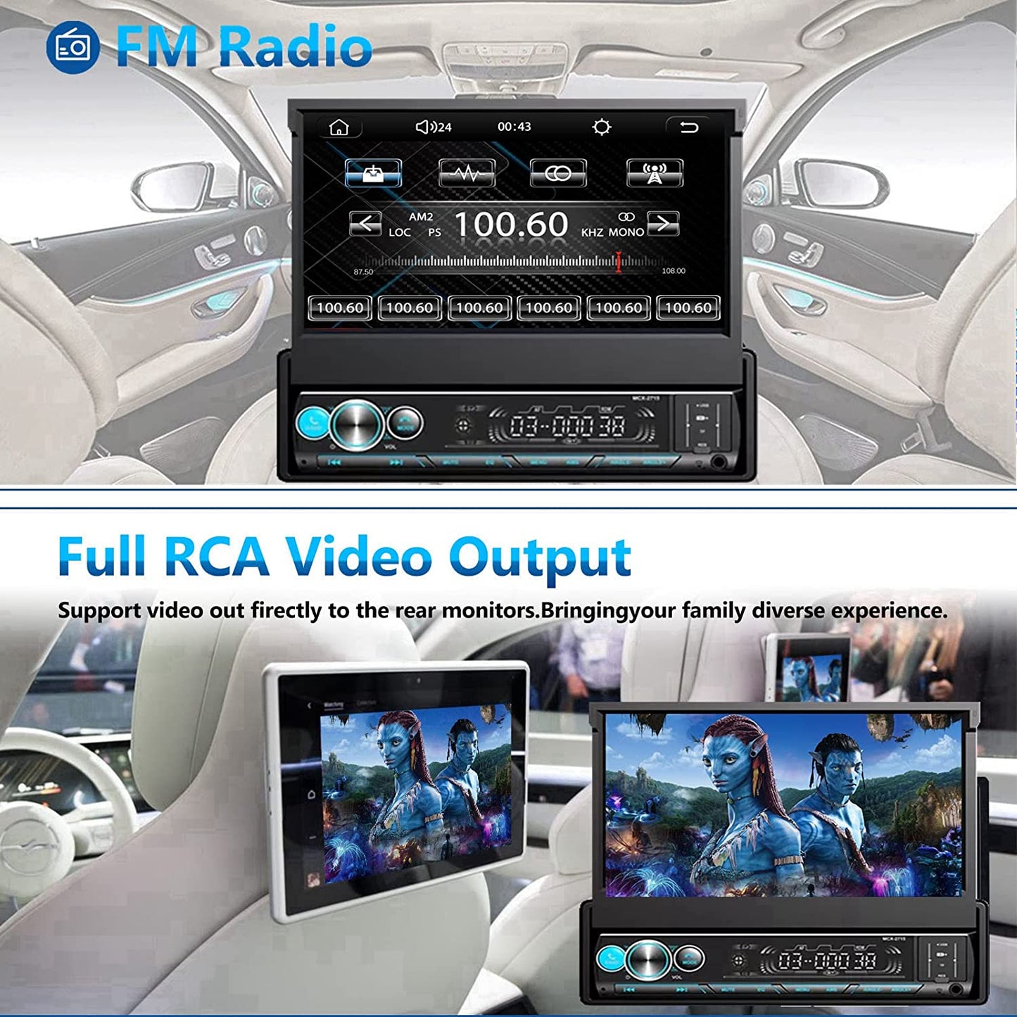 Single Din Car Stereo with CarPlay and Android Auto, Bluetooth Car Stereo with Backup Camera 7Inch flip Out Touch Screen Car Radio MP5 Player Support USB, TF, Radio, Aux-in, SWC,Mirror Link