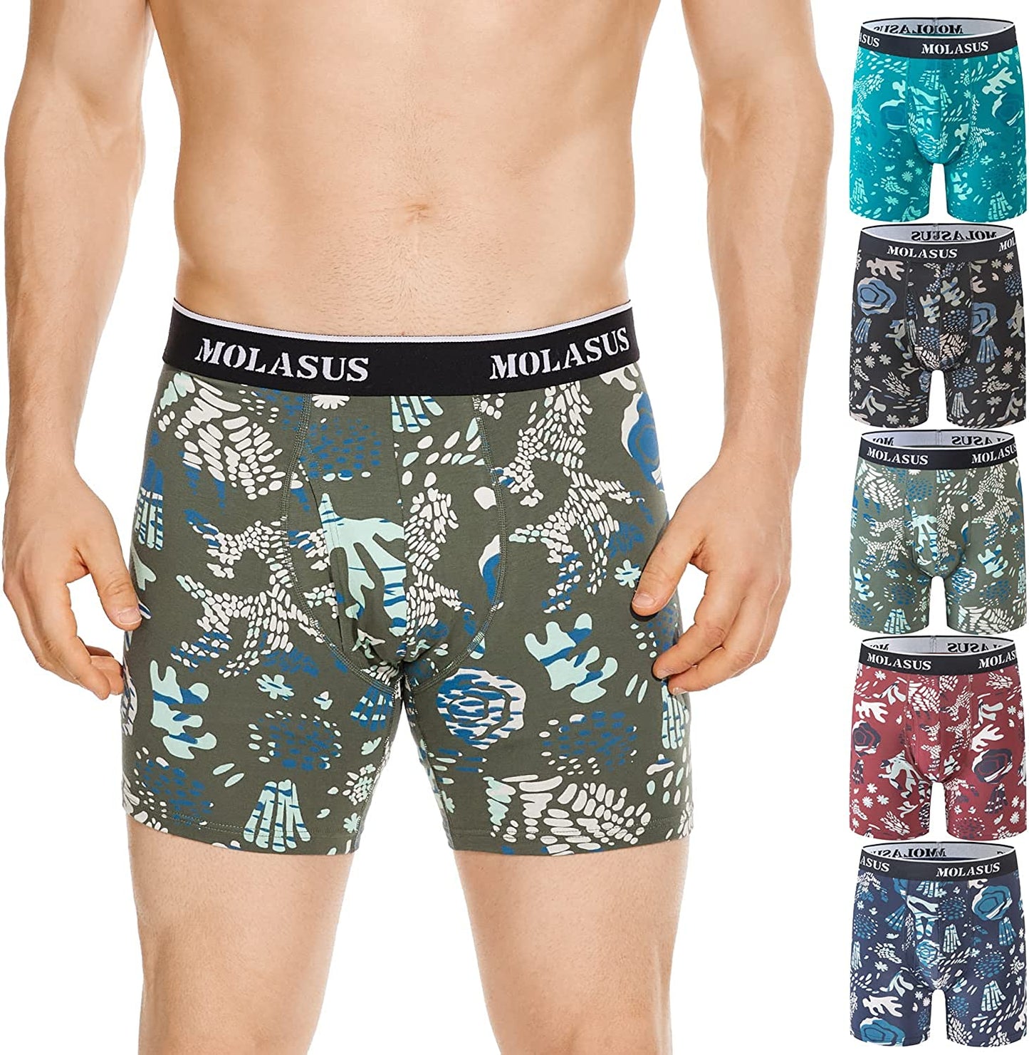 Mens Boxer Briefs Soft Cotton Open Fly Tagless Underwear Pack of 5