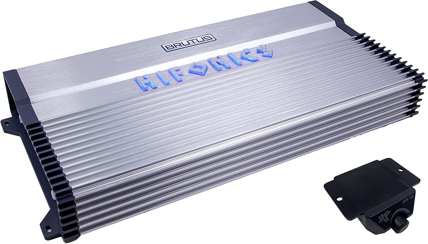 BXX6000.1D 6000 Watt RMS 1-Channel Monoblock D Class Amplifier Brutus Car Audio with Blue 0 Gauge Installation Kit Bundle, Silver